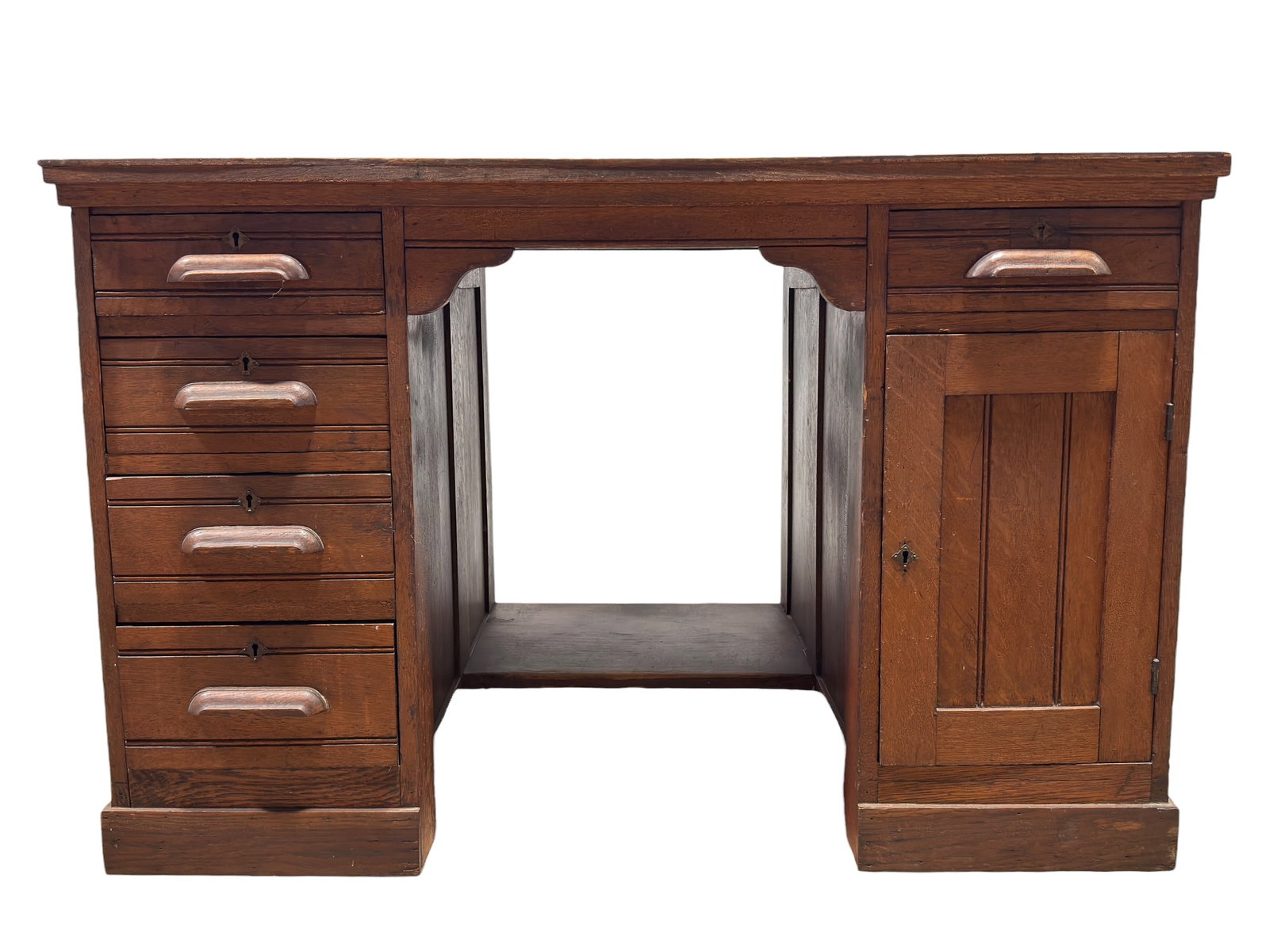 Early 20th C. Quarter-Sawn Oak Desk w/ Parquetry Top (1 of 10)