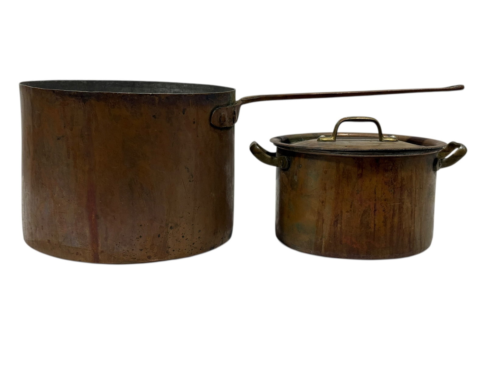 (2) Antique Copper Pots w/ Copper Handles (1 of 12)