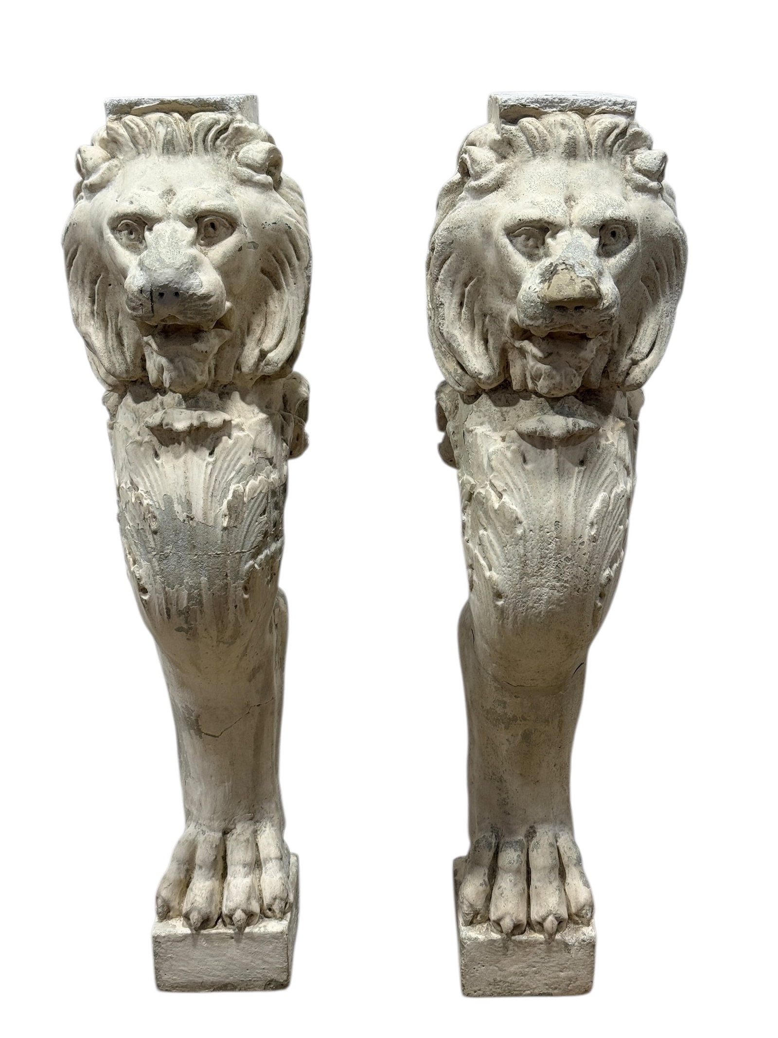 Pair of Painted Cast Stone Lion Form Pedestals / Architectural Supports (1 of 11)