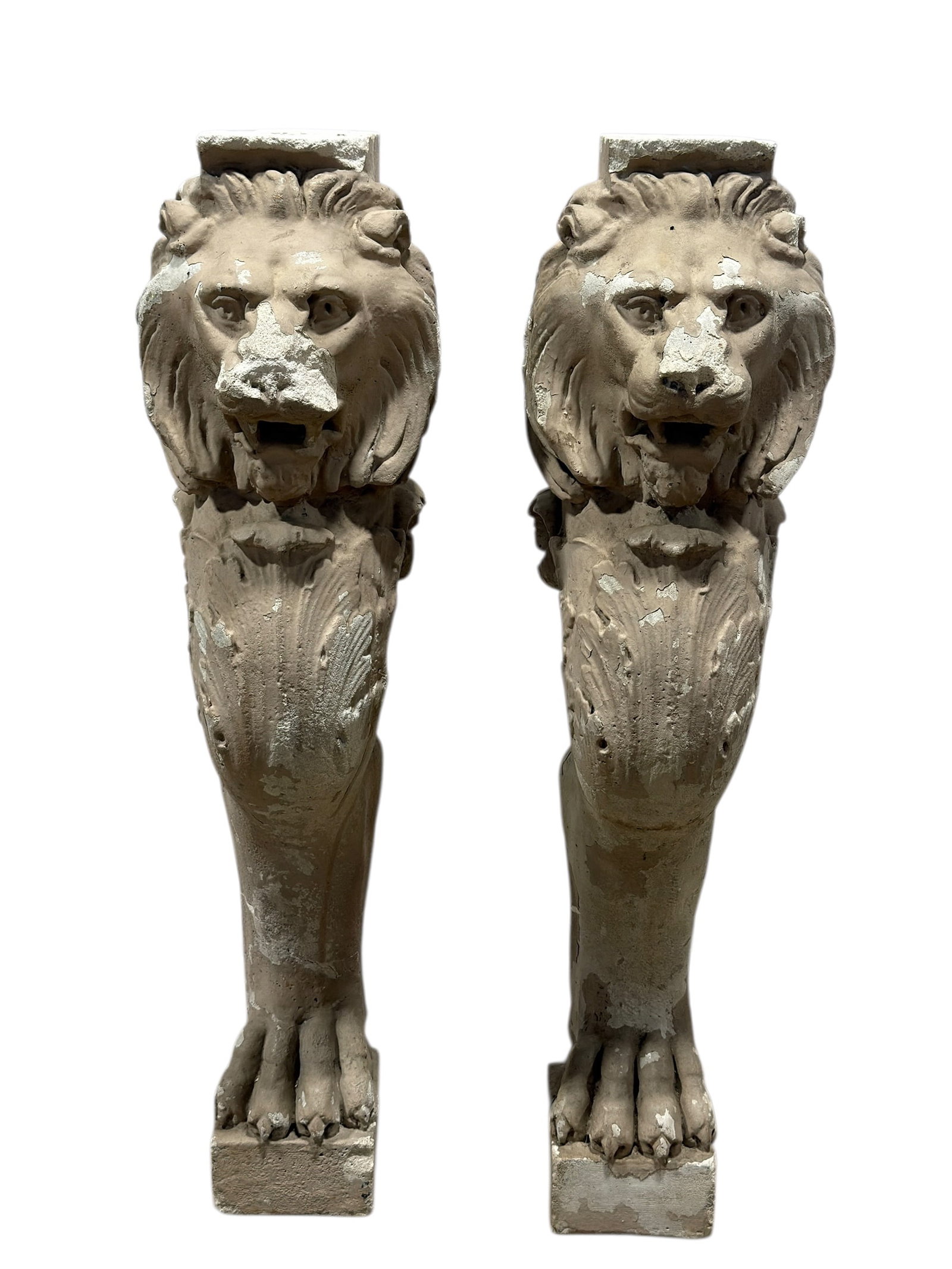 Pair of Painted Cast Stone Lion Form Pedestals / Architectural Supports (1 of 11)