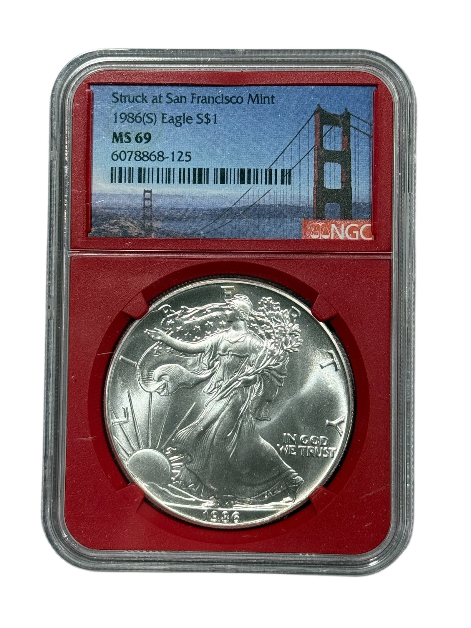1986 (S) American Silver Eagle $1 Bullion Coin NGC MS69 (1 of 2)