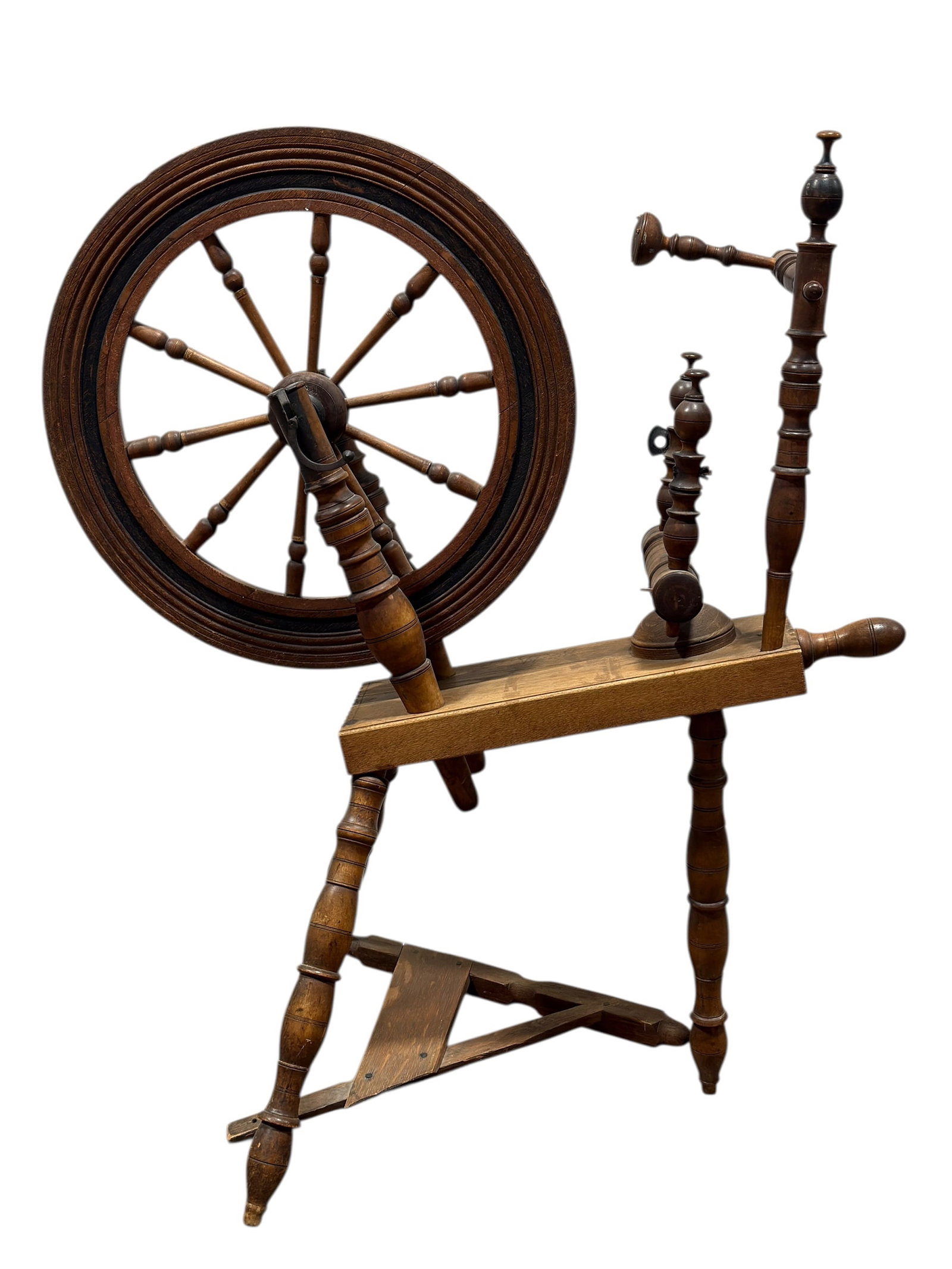 Antique American Walnut Saxony Spinning Wheel (1 of 8)