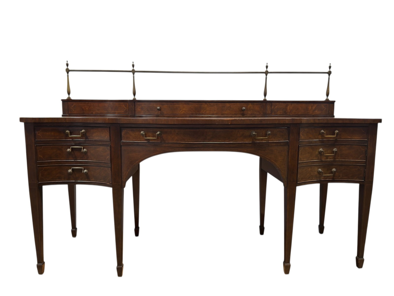 Baker Furniture Mahogany Inlaid Sideboard w/ Brass Gallery (1 of 14)
