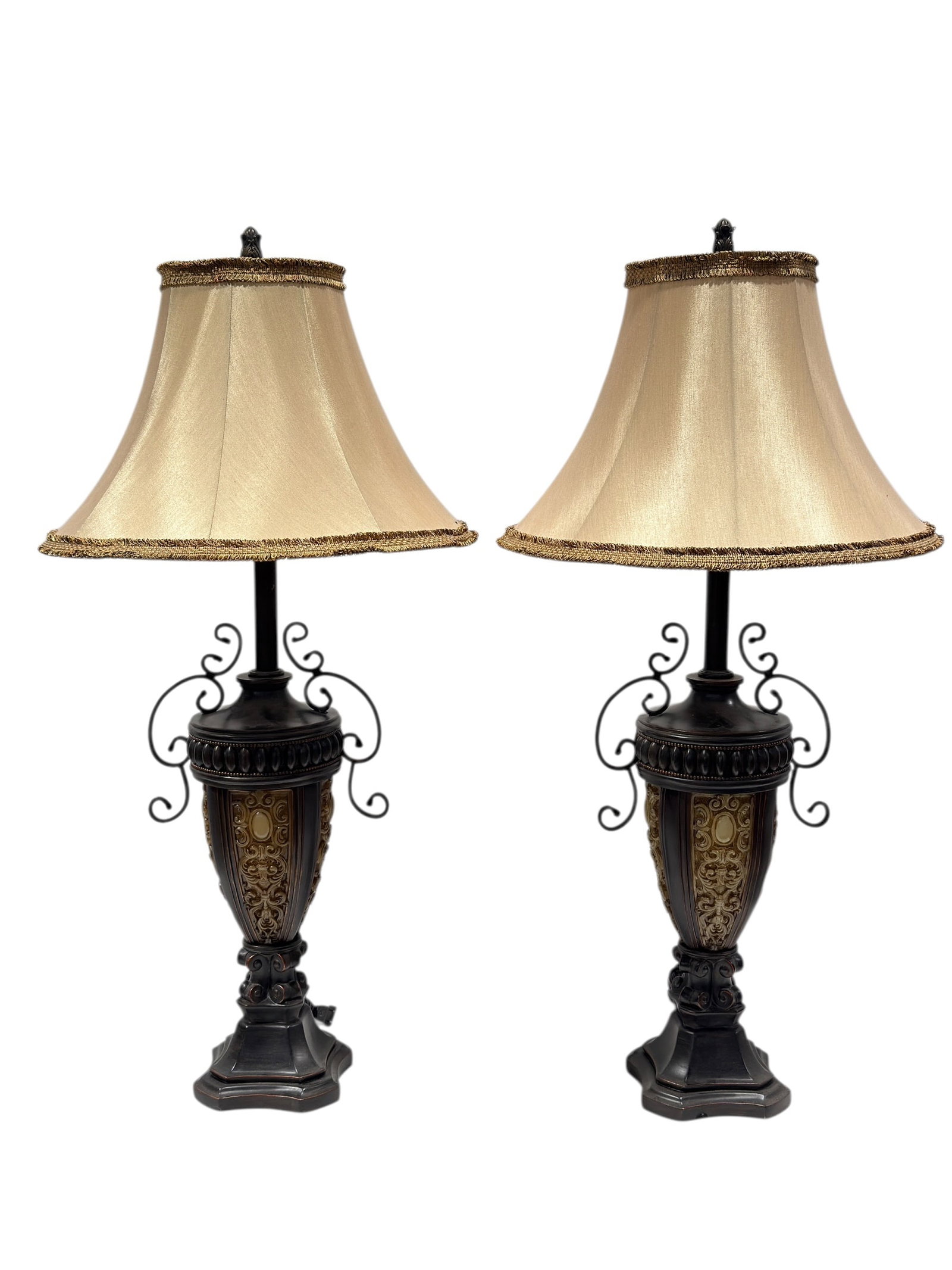 Pair of Decorative Composite Urn Form Table Lamps (1 of 6)