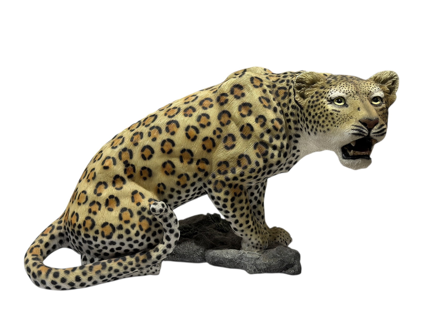 Living Stone Leopard Sculpture on Faux Rock Base (1 of 10)