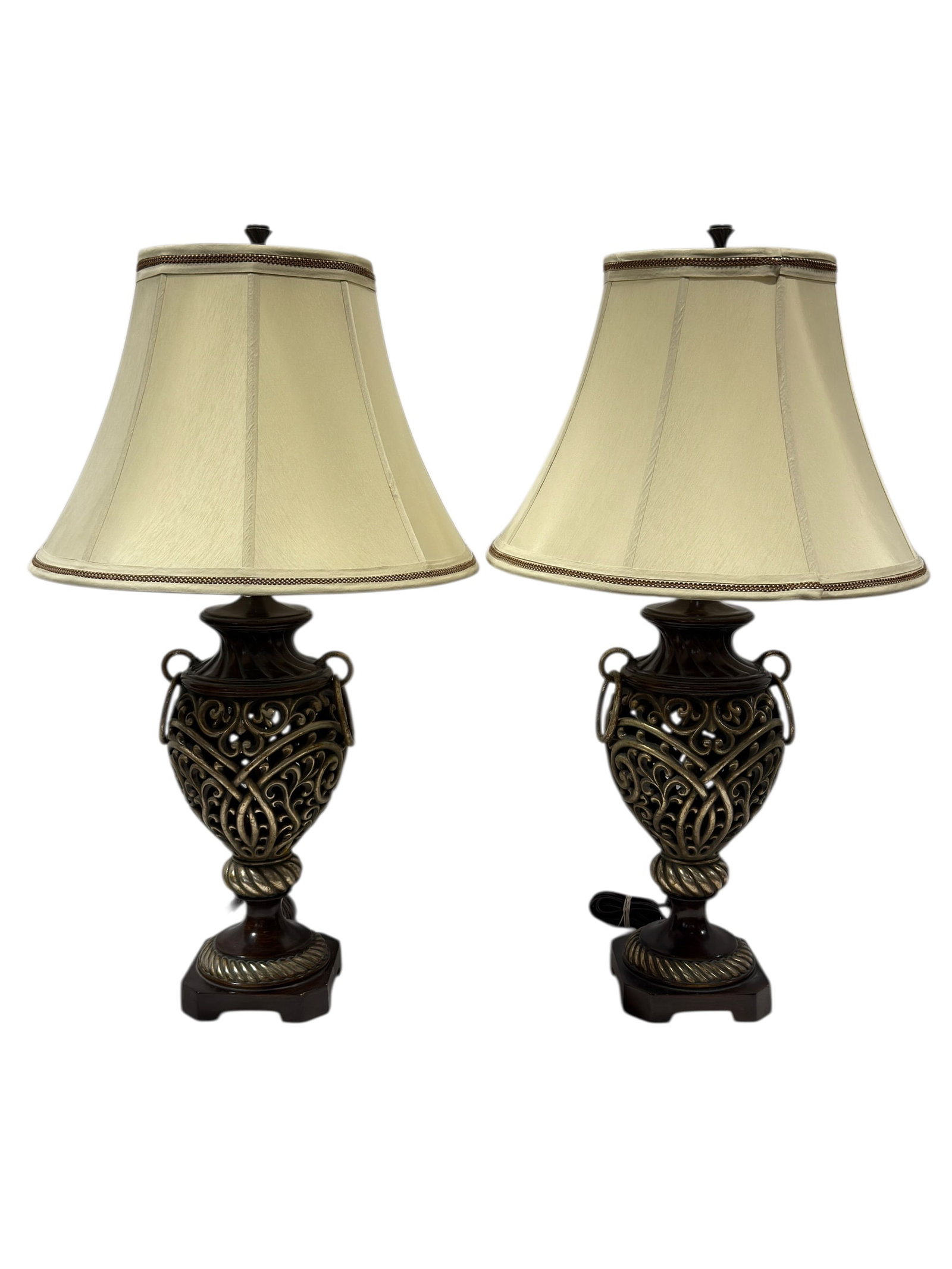 Pair of Ornate Composite Urn Form Table Lamps (1 of 7)