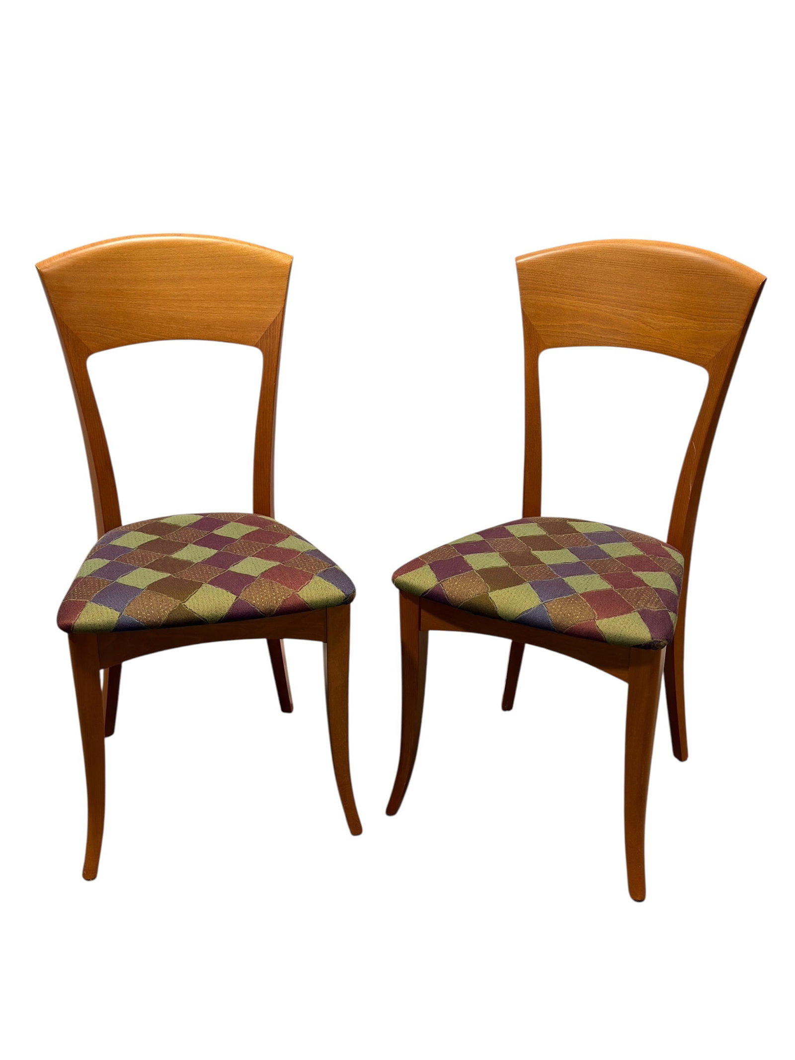 Pair of Teak Dining Chairs w/ Upholstered Seats (1 of 5)