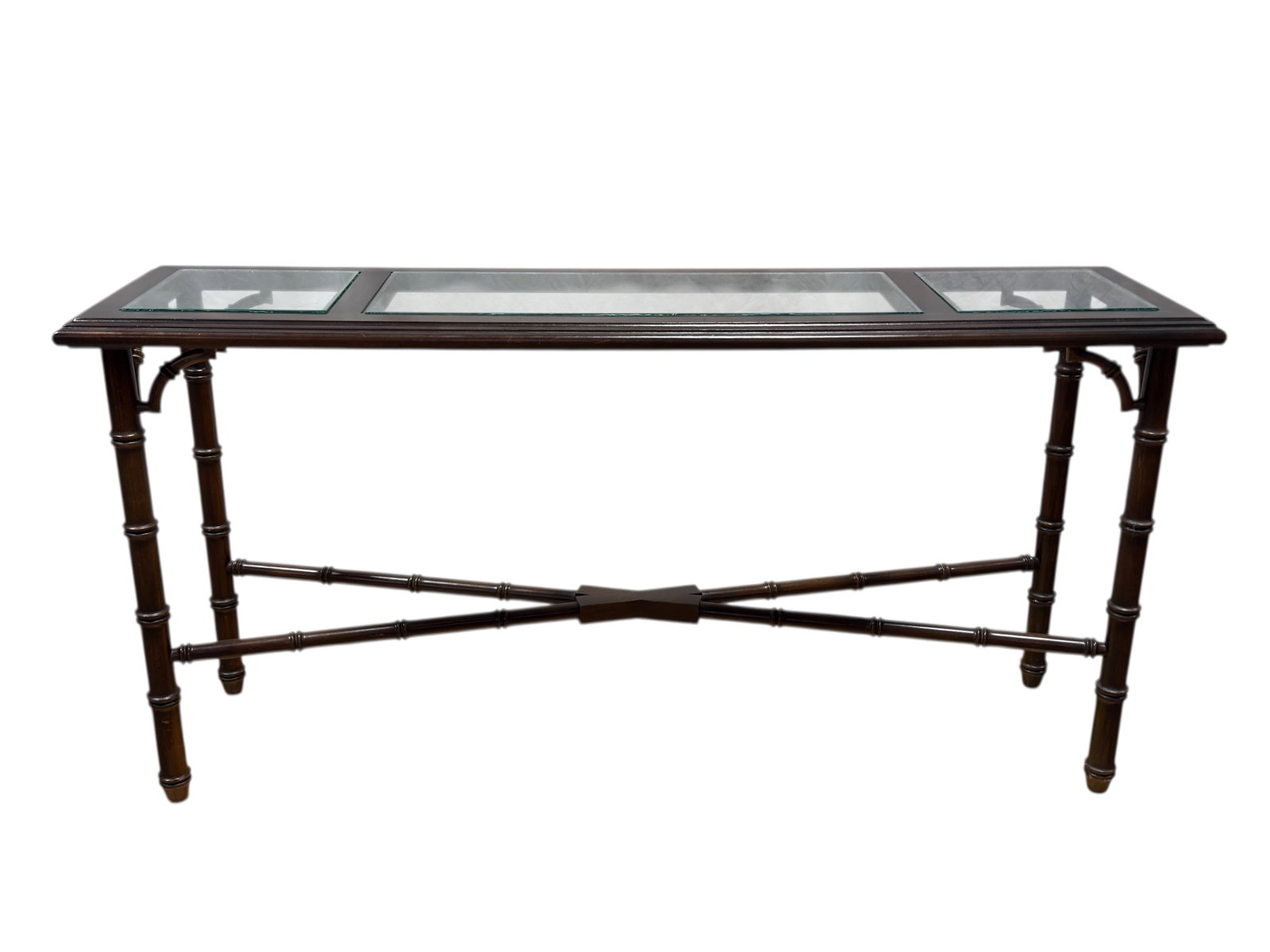 Lane Furniture Bamboo-Form Sofa Table w/ Glass Insets (1 of 7)