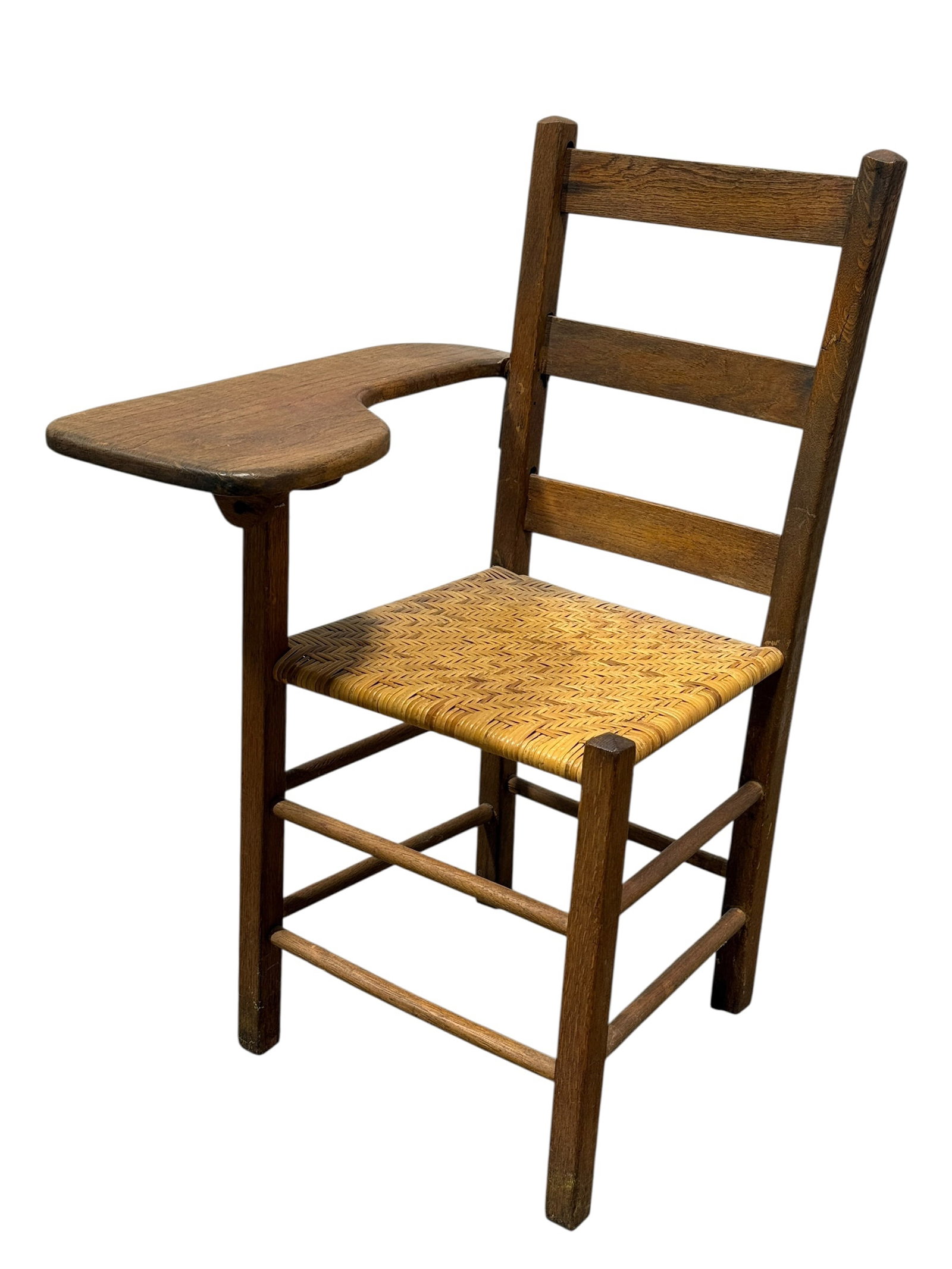 Early 20th C. Oak Student Desk Chair w/ Attached Writing Arm (1 of 8)