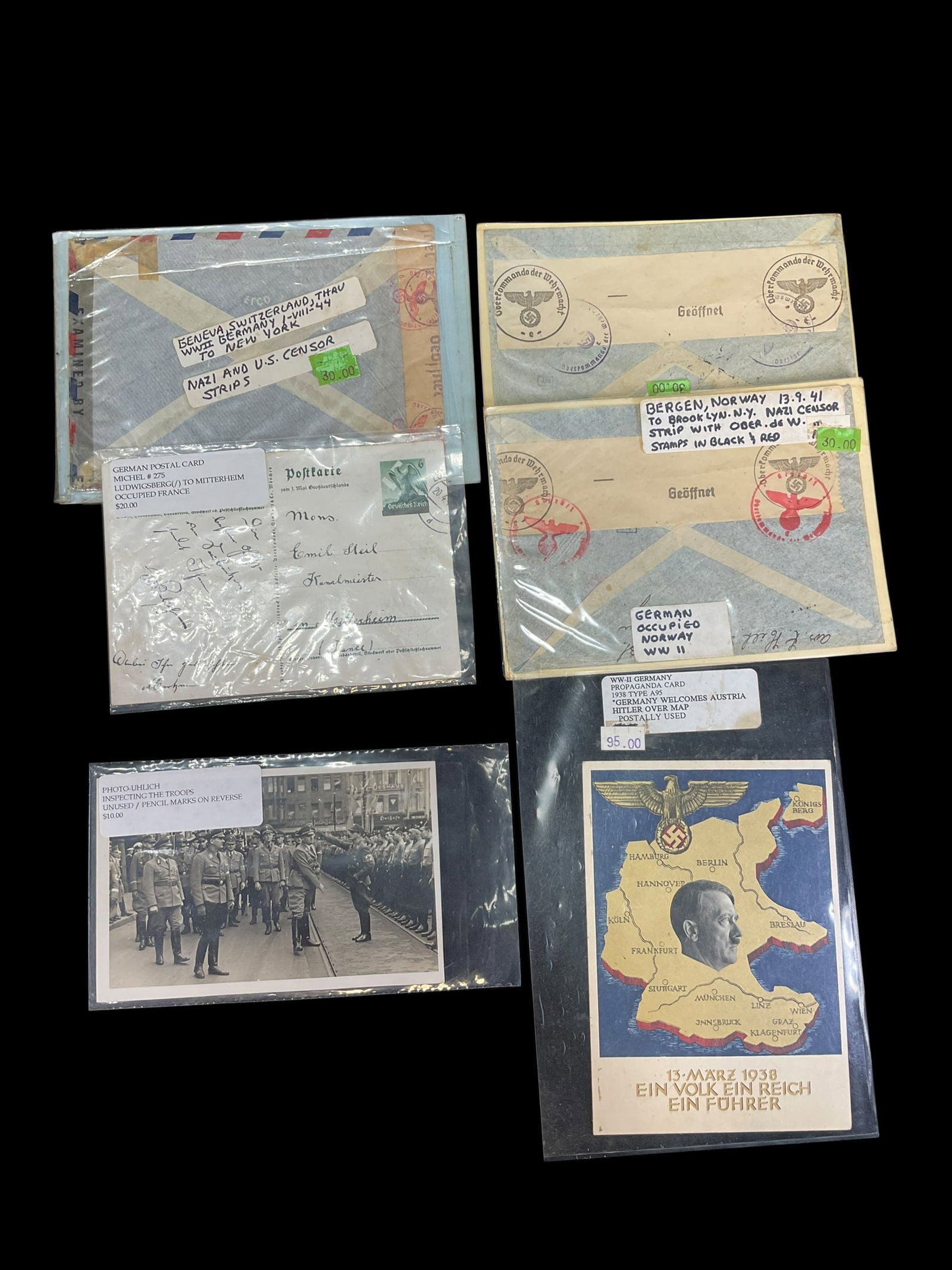 3-German Censored Letters & 3-Postcards: 3-German Censored Letters & 3-Postcards