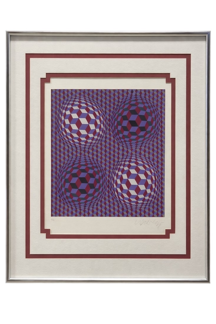 Victor Vasarely Style Op Art Serigraph, Signed (1 of 5)