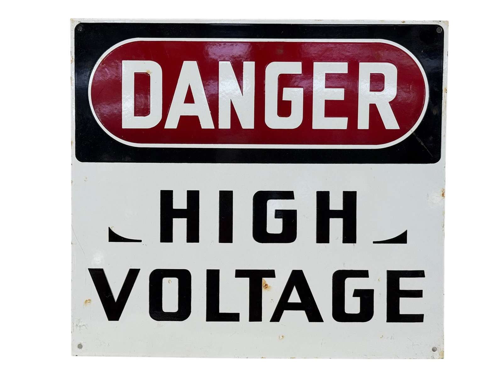 Vintage "Danger High Voltage" Porcelain Enamel Industrial Safety Sign (1 of 6)
