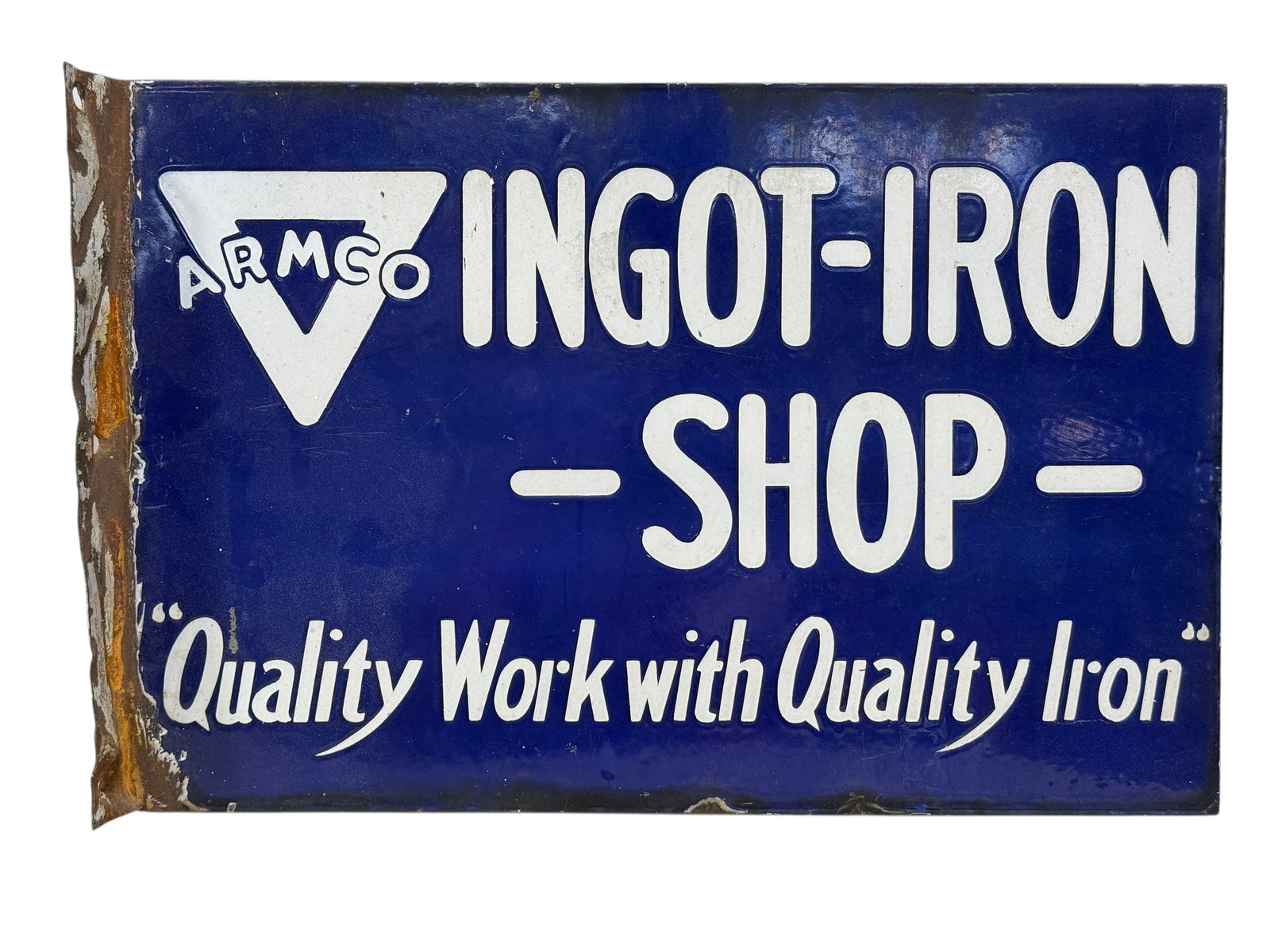 Vintage Armco Ingot-Iron Shop Porcelain Advertising Sign (1 of 8)