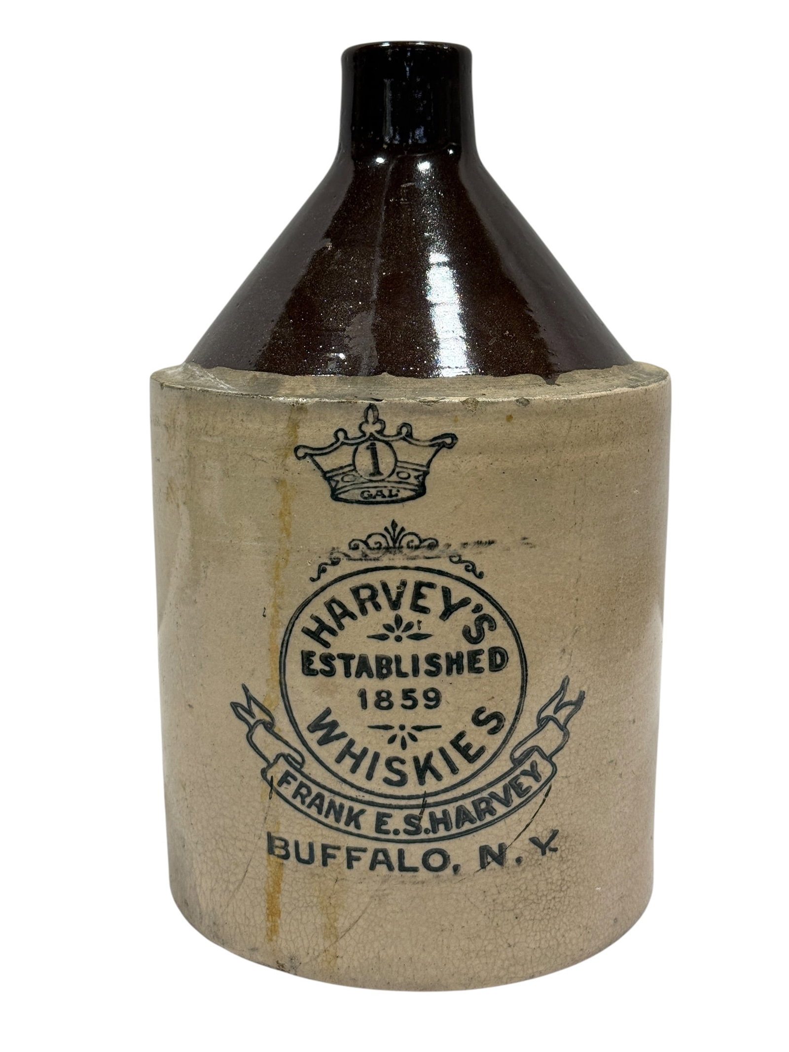 Large Harvey’s Whiskies Advertising Stoneware Jug (1 of 11)