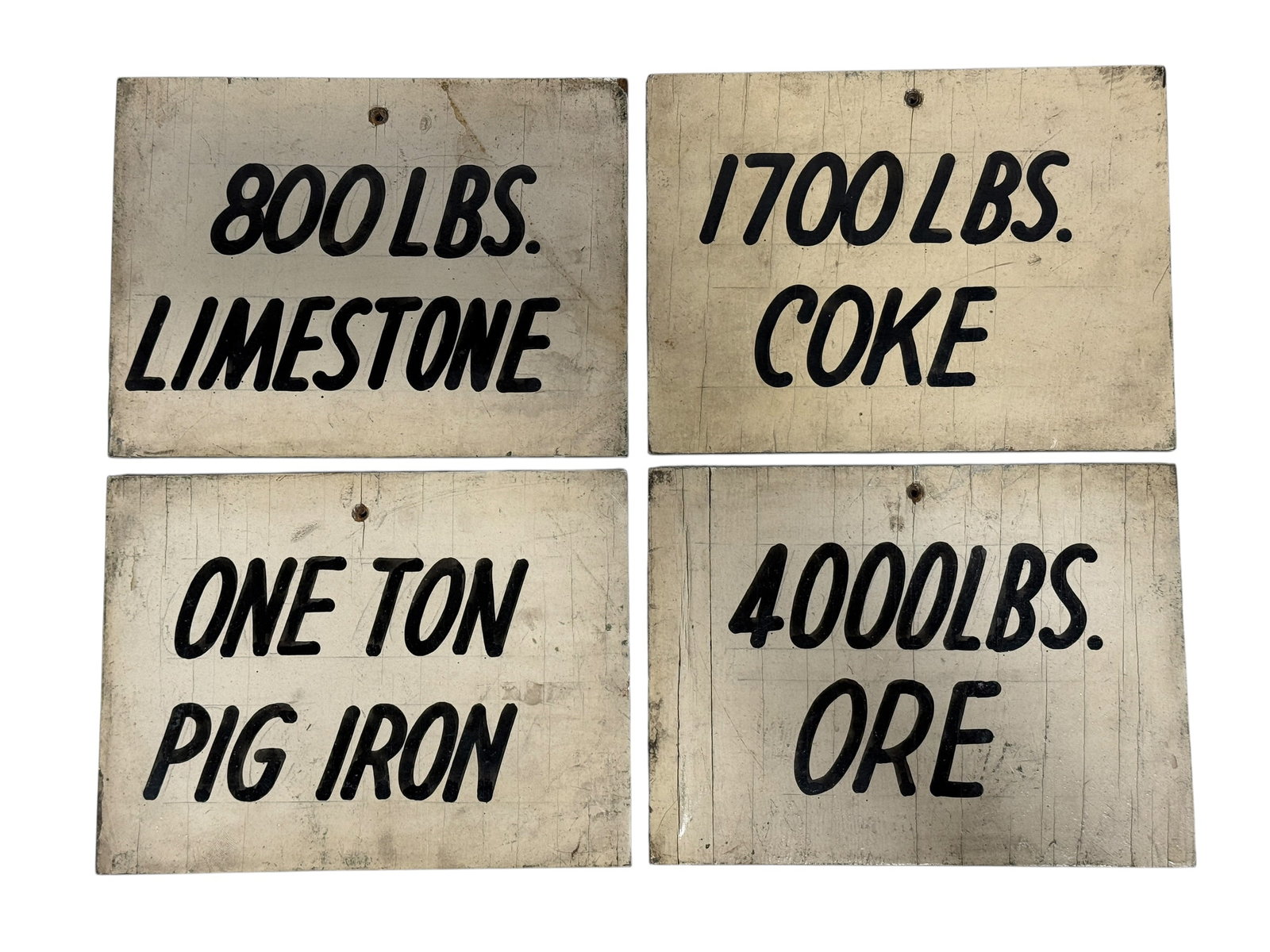 Collection of Four Vintage Industrial Blast Furnace Charge Boards / Steel Mill Signs (1 of 4)