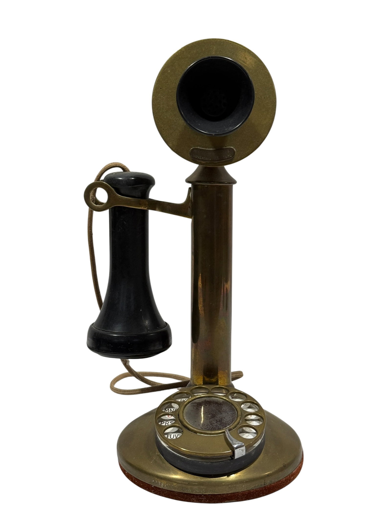Antique Brass Candlestick Telephone with Rotary Dial Base (1 of 10)