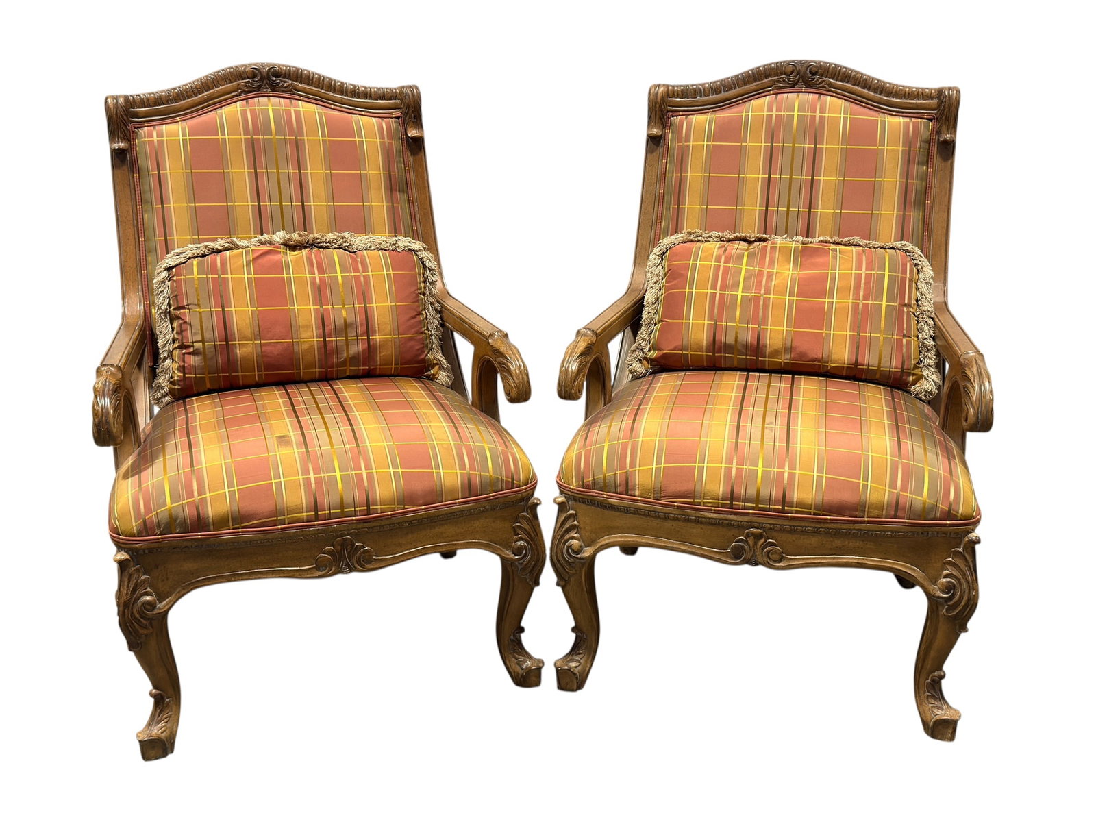 Pair of French Provincial Style Upholstered Fauteuil Armchairs (1 of 10)