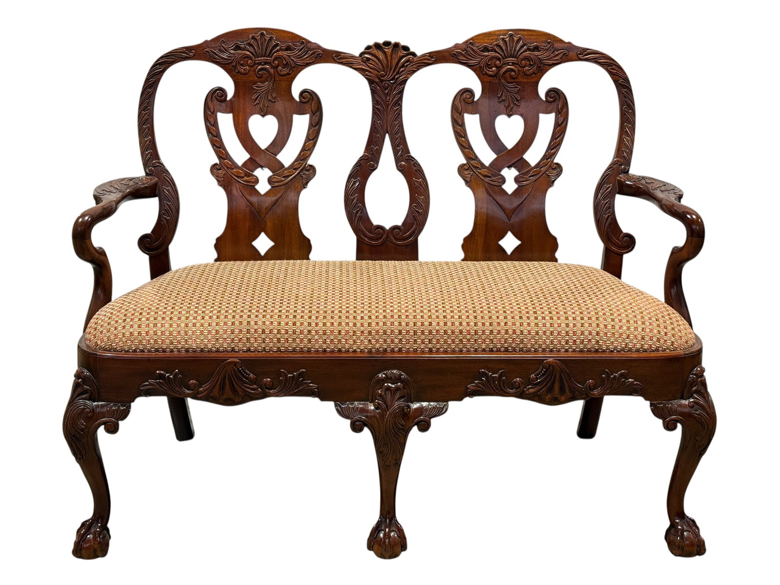 Chippendale Style Carved Mahogany Bench (1 of 17)