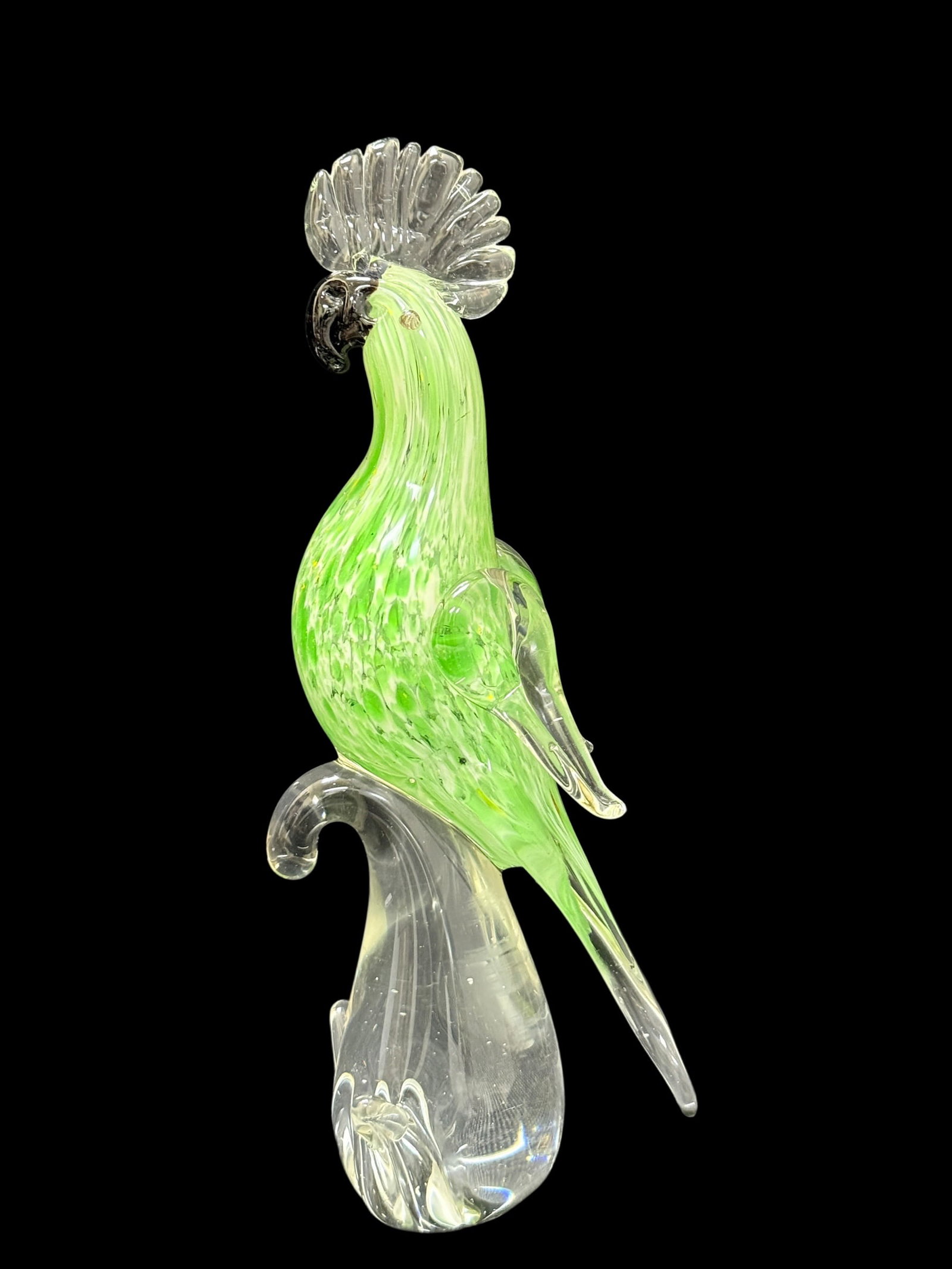 Murano-Style Hand-Blown Art Glass Cockatoo Bird Figurine (1 of 9)
