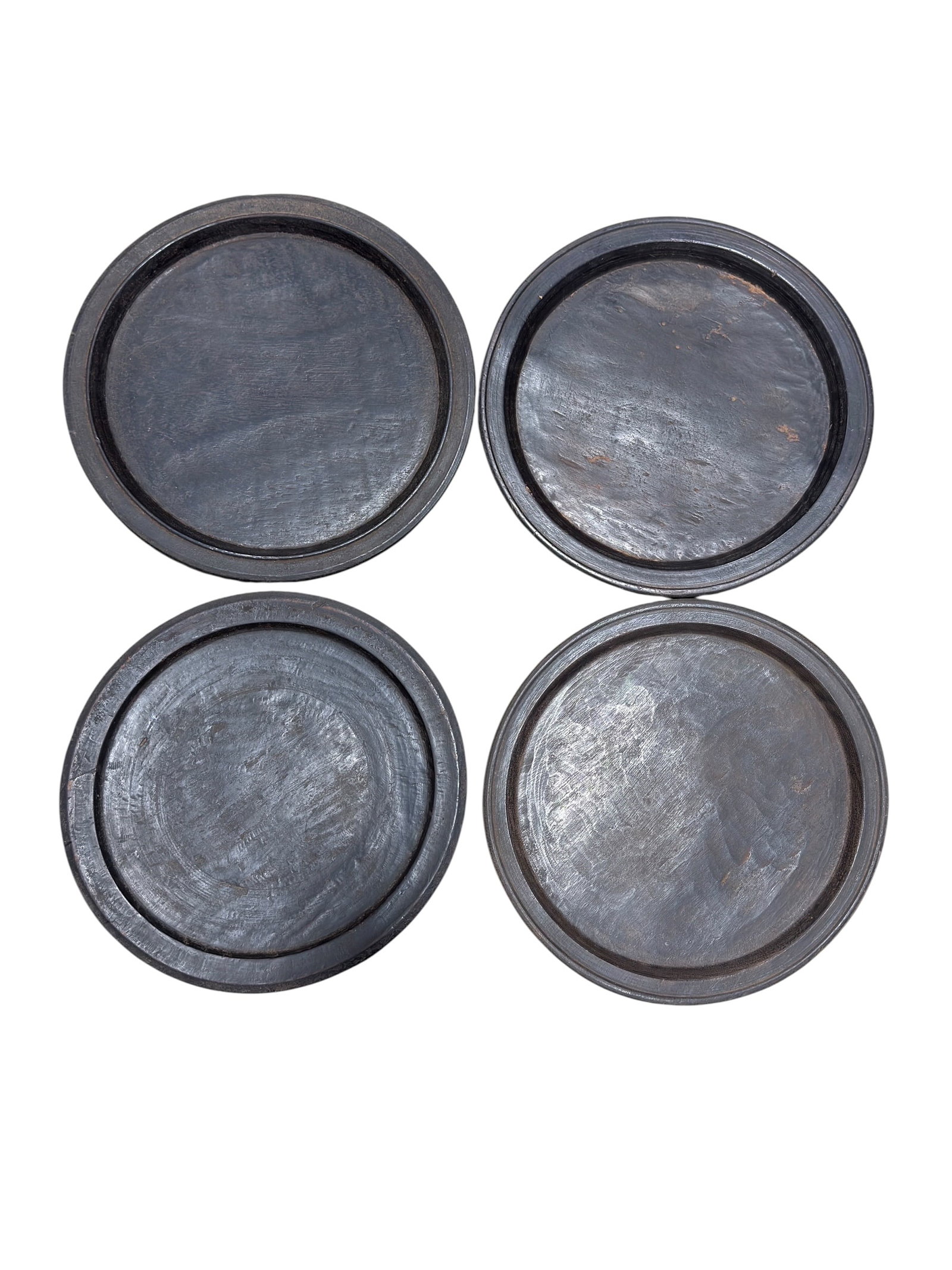 Set of Four Antique Turned Wooden Chargers / Trencher Platters (1 of 4)