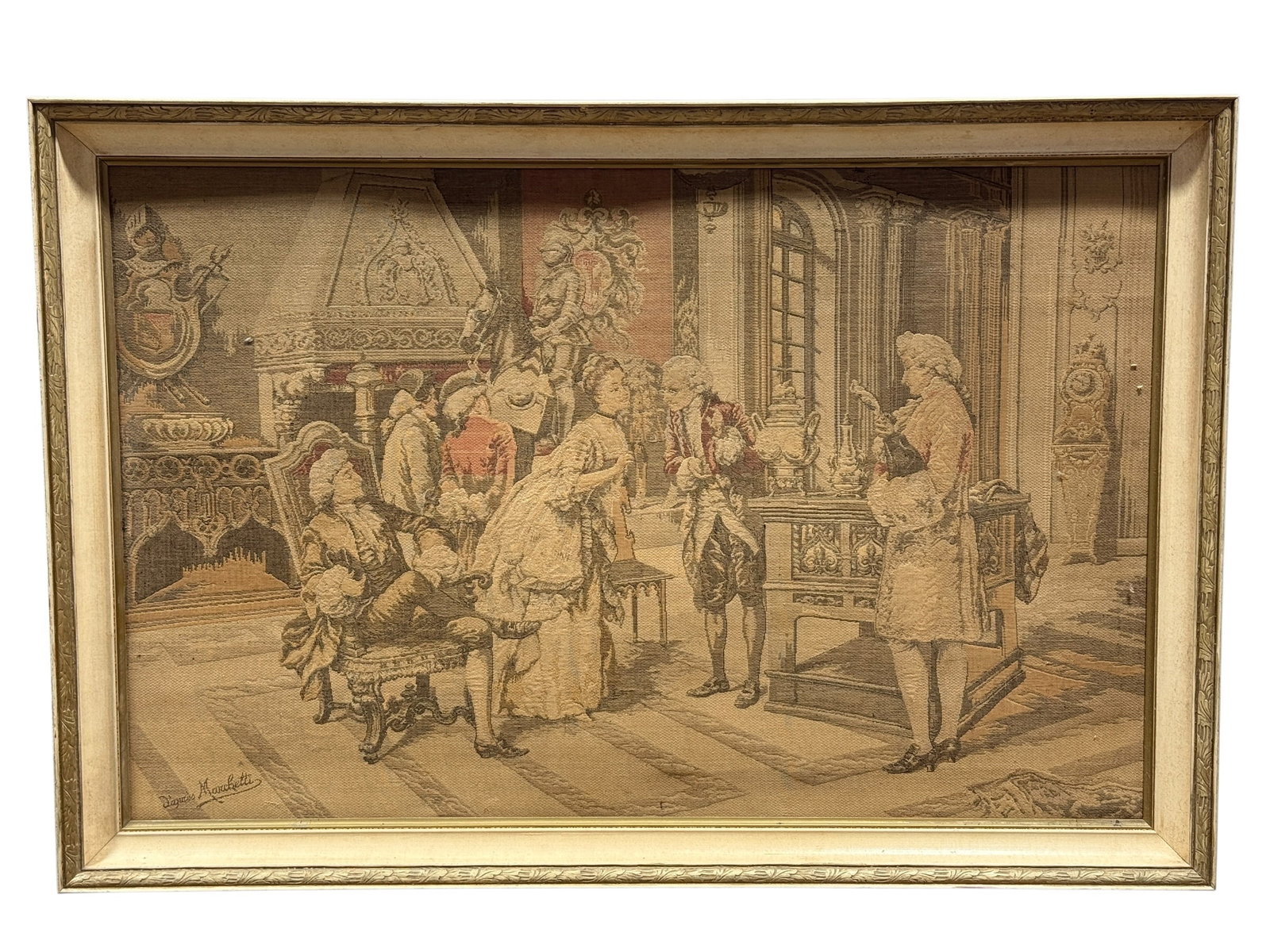 Sighed Dagmar Marcketti 20th C. European Court Scene Needlepoint (1 of 7)