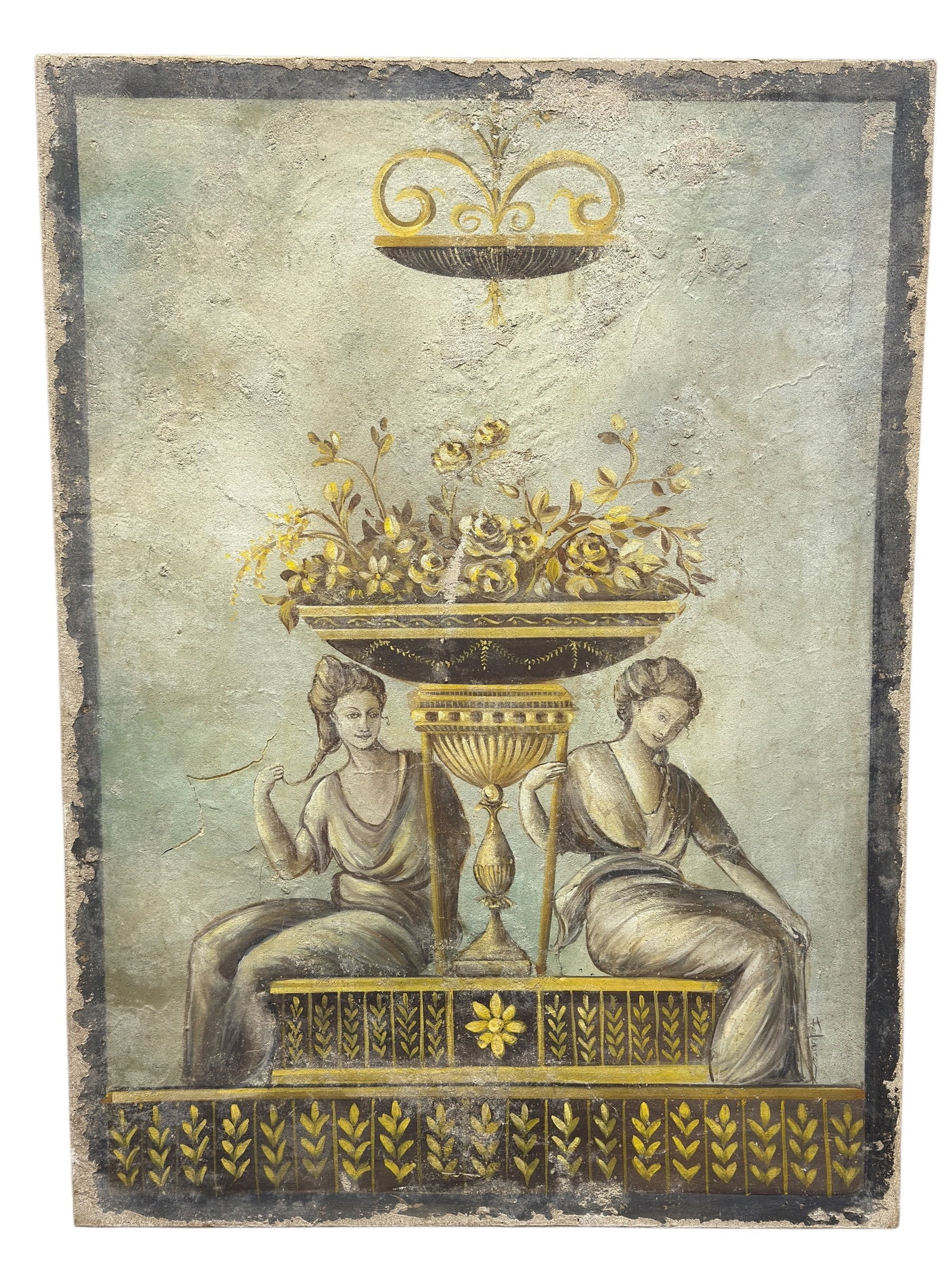 Contemporary Italian Babylonia Arte "Authentic Mural Fresco" on Linen, Signed (1 of 13)