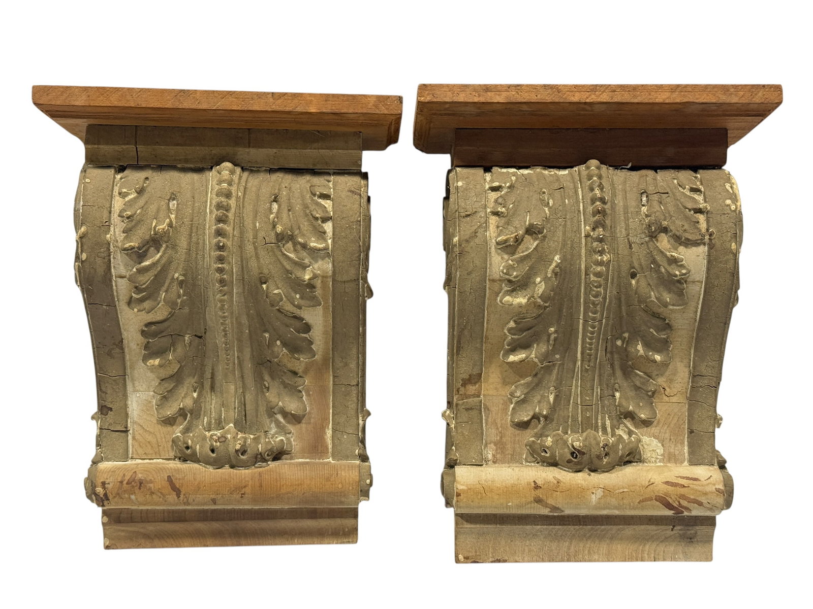 20th Century French Style Wood and Gesso Wall Brackets, Pair (1 of 10)