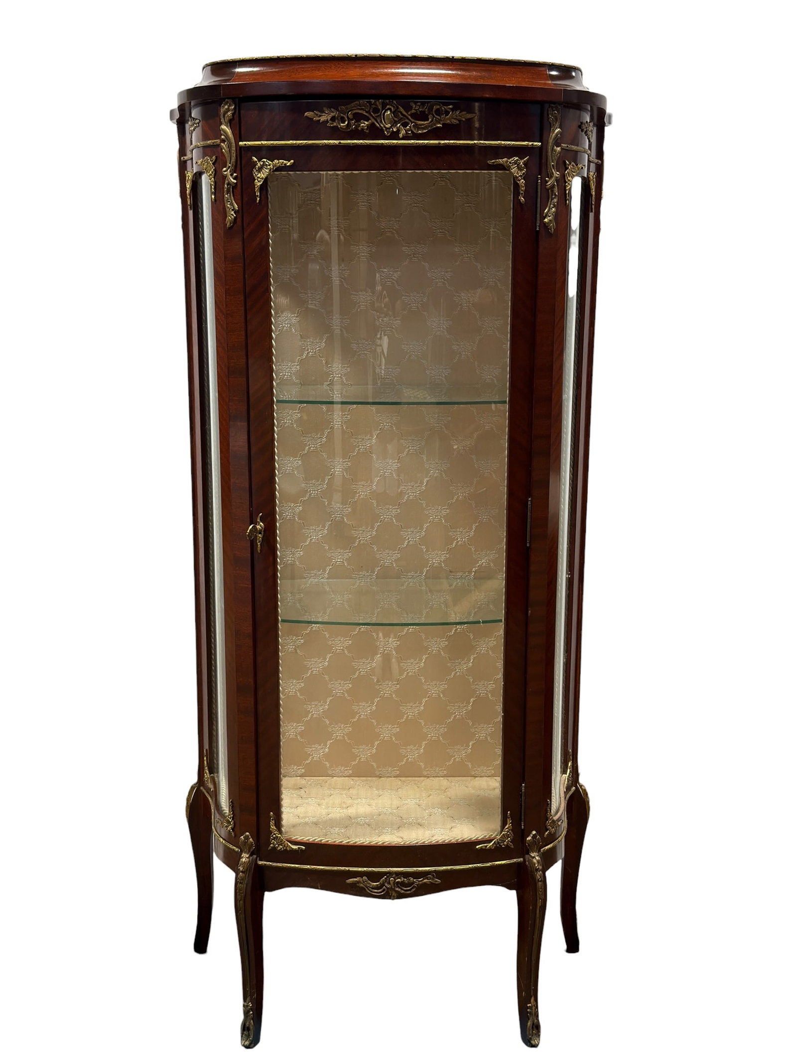 20th C. French-Style Ormolu-Mounted Mahogany Demi-Lune Vitrine (1 of 8)