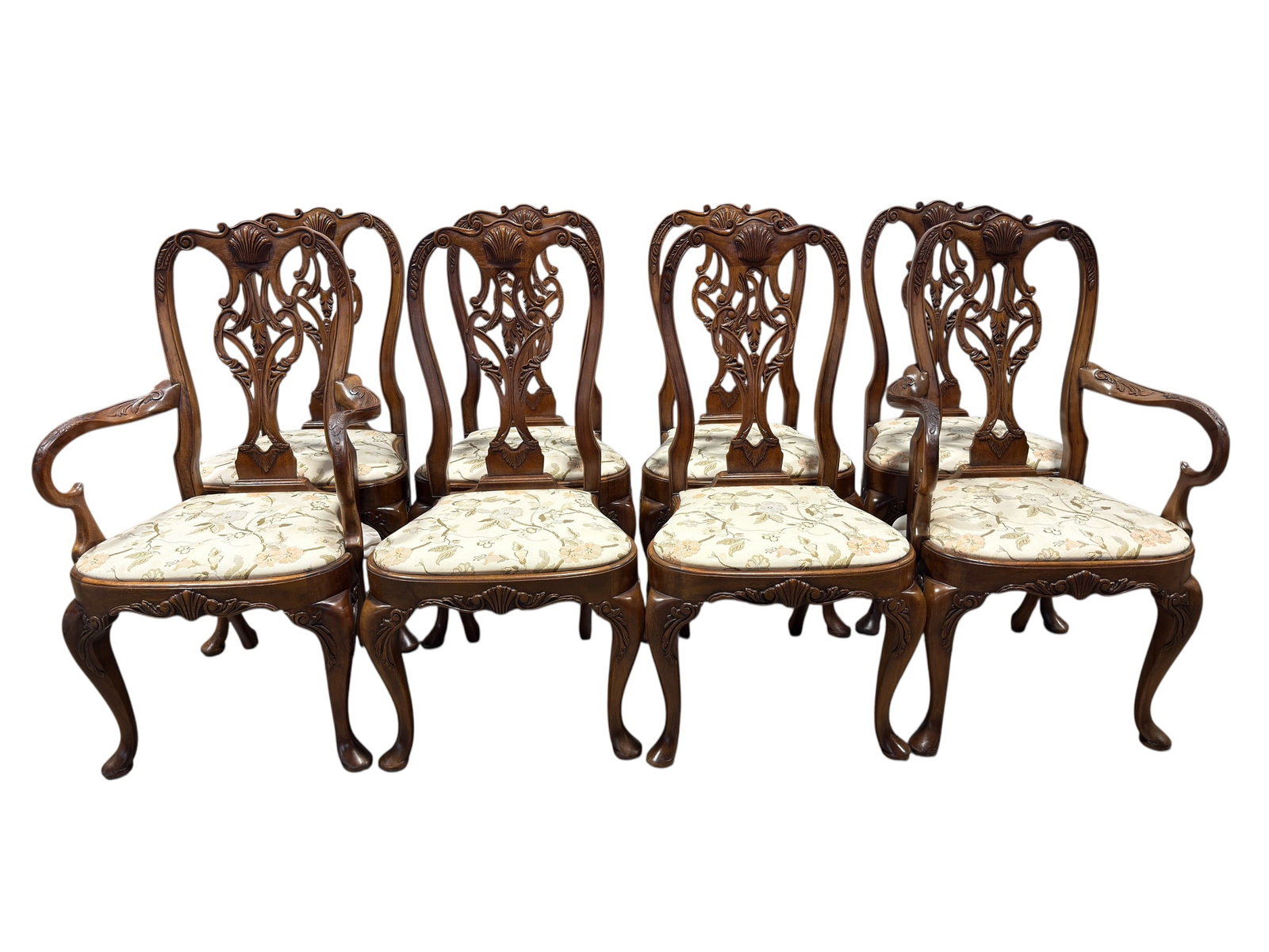 Set of 8 English Georgian Style Mahogany Dining Chairs (1 of 10)