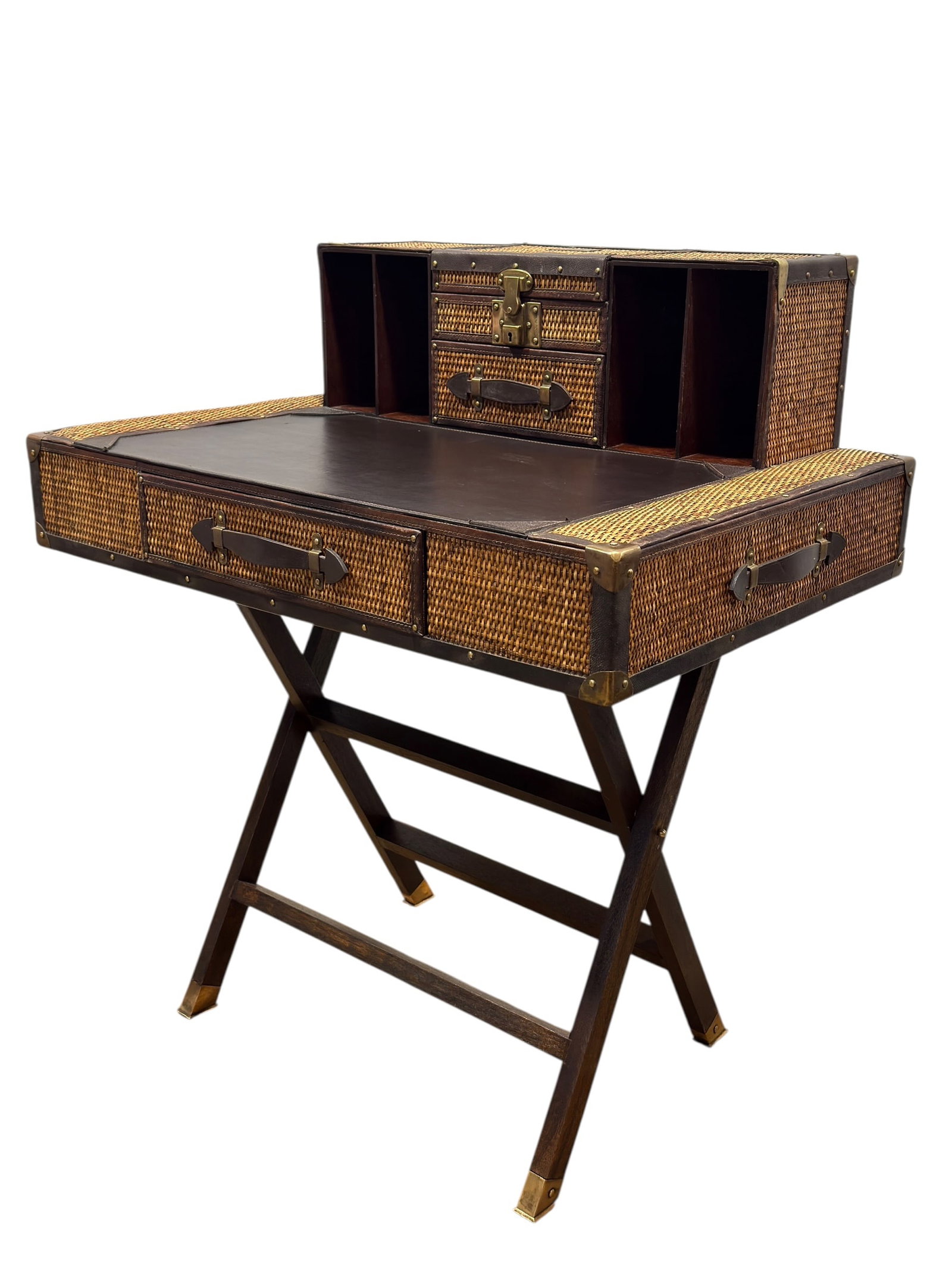 Bauer International "Stiles Brothers Collection" Rattan & Leather Campaign Travel Desk (1 of 10)