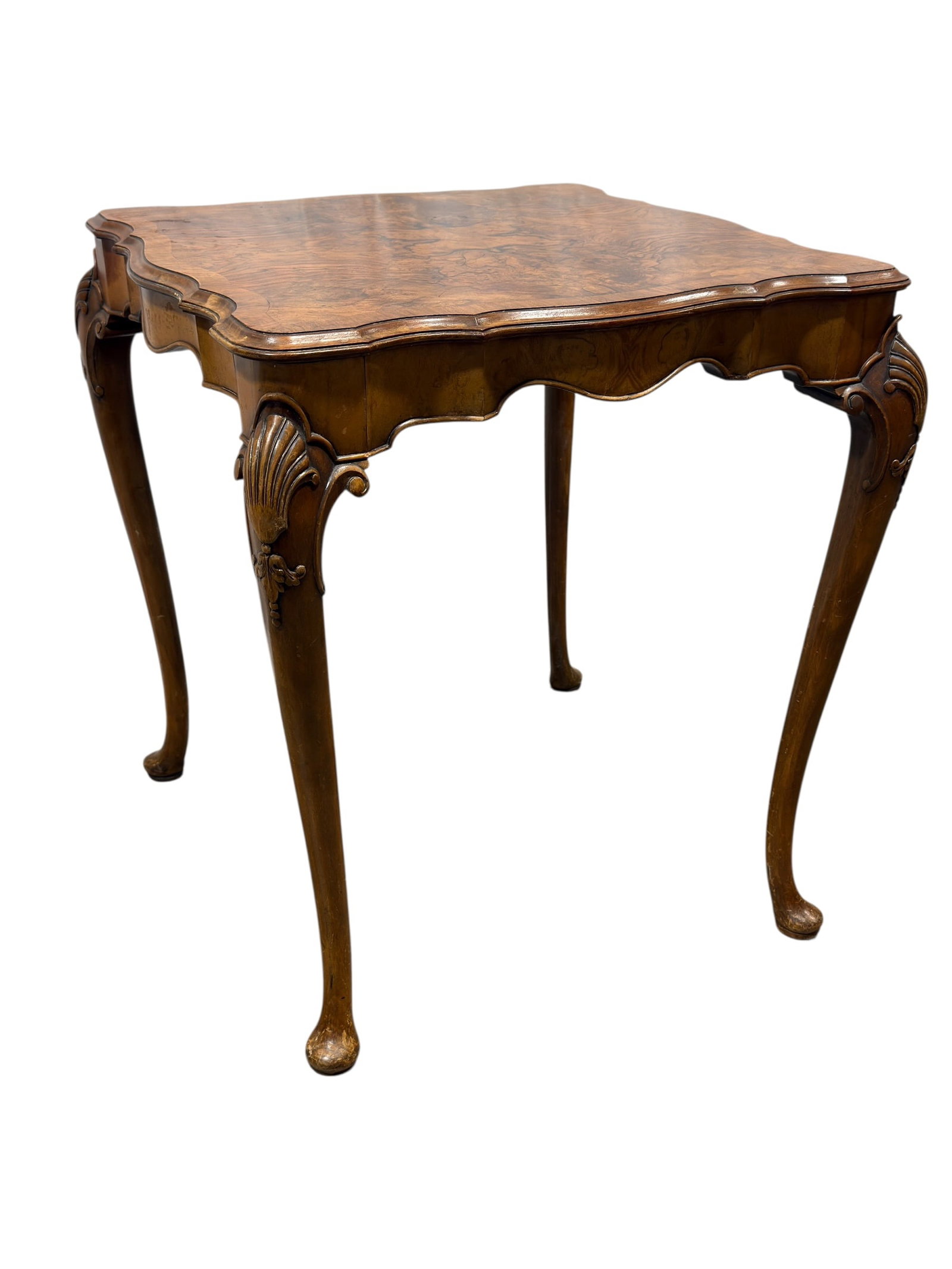 Early-Mid 20th C. Maple & Co. Queen Anne Style Burr Walnut Side Table (1 of 10)