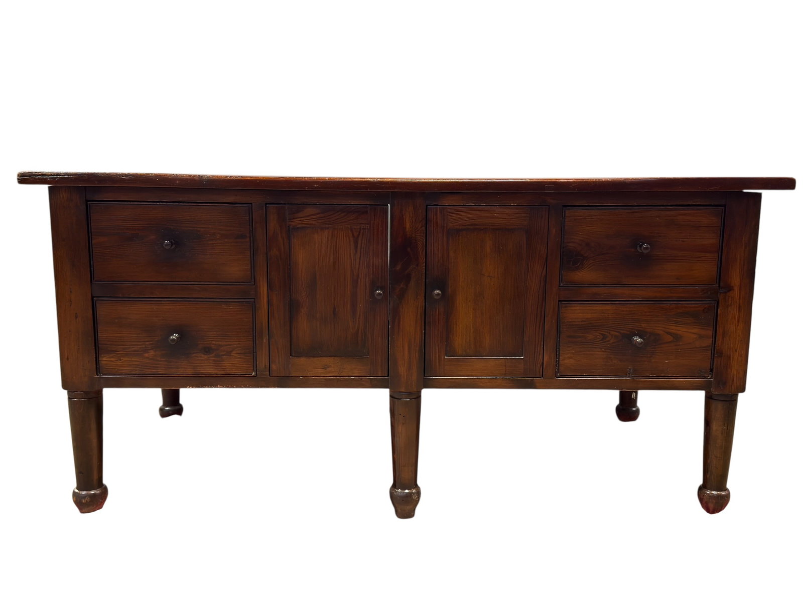Large Rustic Stained Pine Double-Sided Partner's Table / Kitchen Island (1 of 10)
