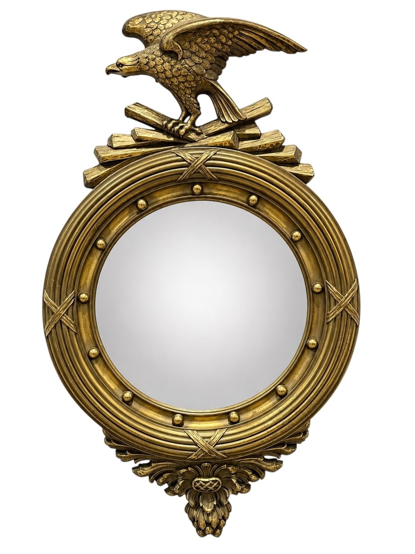 Federal Style Gilt Composite Eagle Convex Bullseye Mirror (1 of 5)