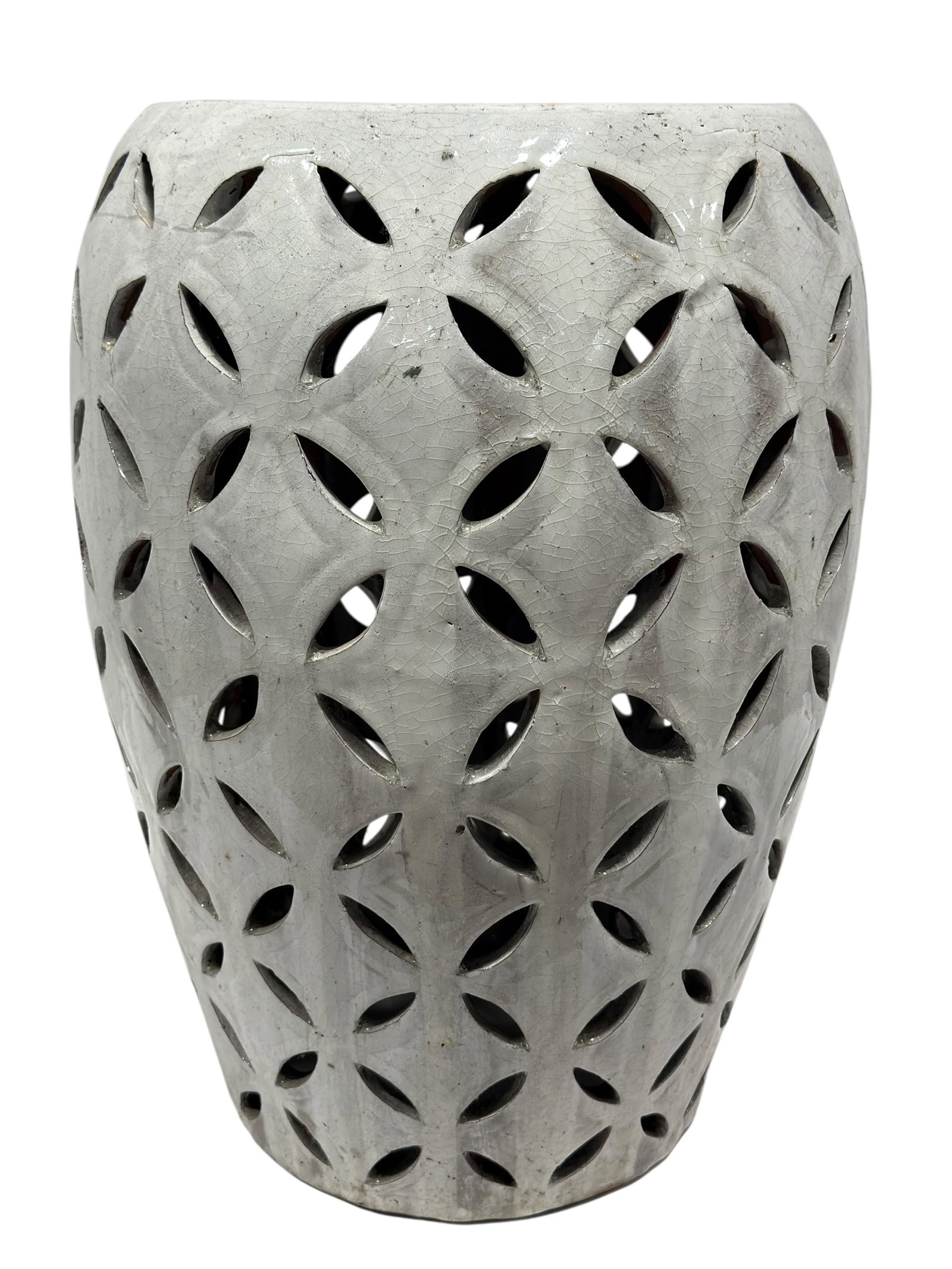 Reticulated Off-White Ceramic Garden Stool (1 of 8)