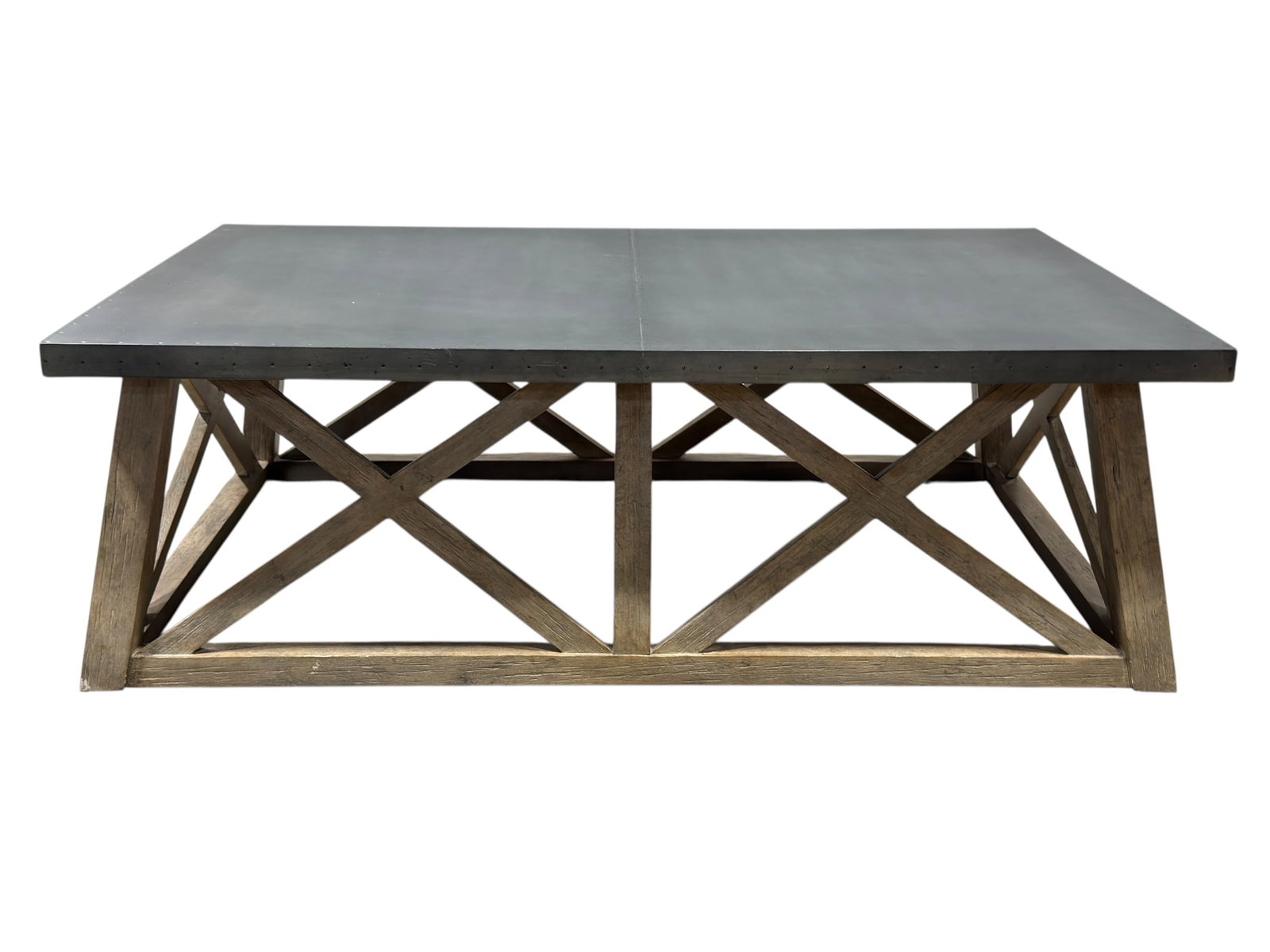 Ethan Allen "Bruckner" Zinc-Top Coffee Table (1 of 9)