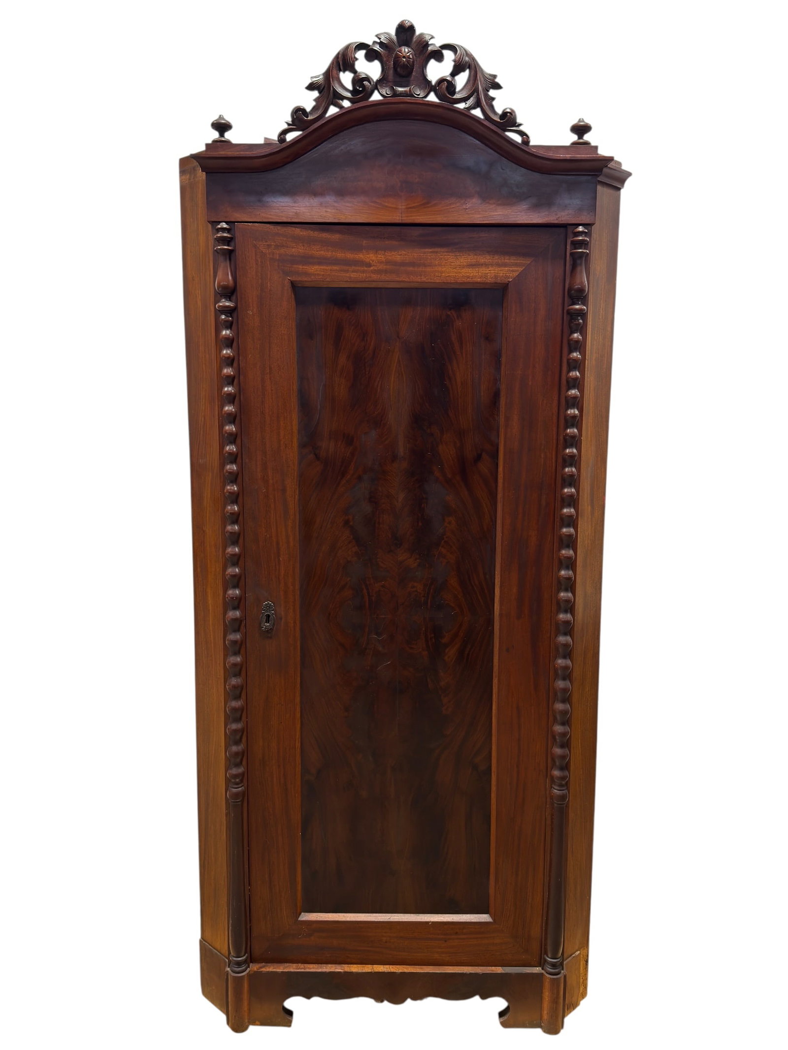 19th Century Flame Mahogany Corner Cupboard (1 of 12)