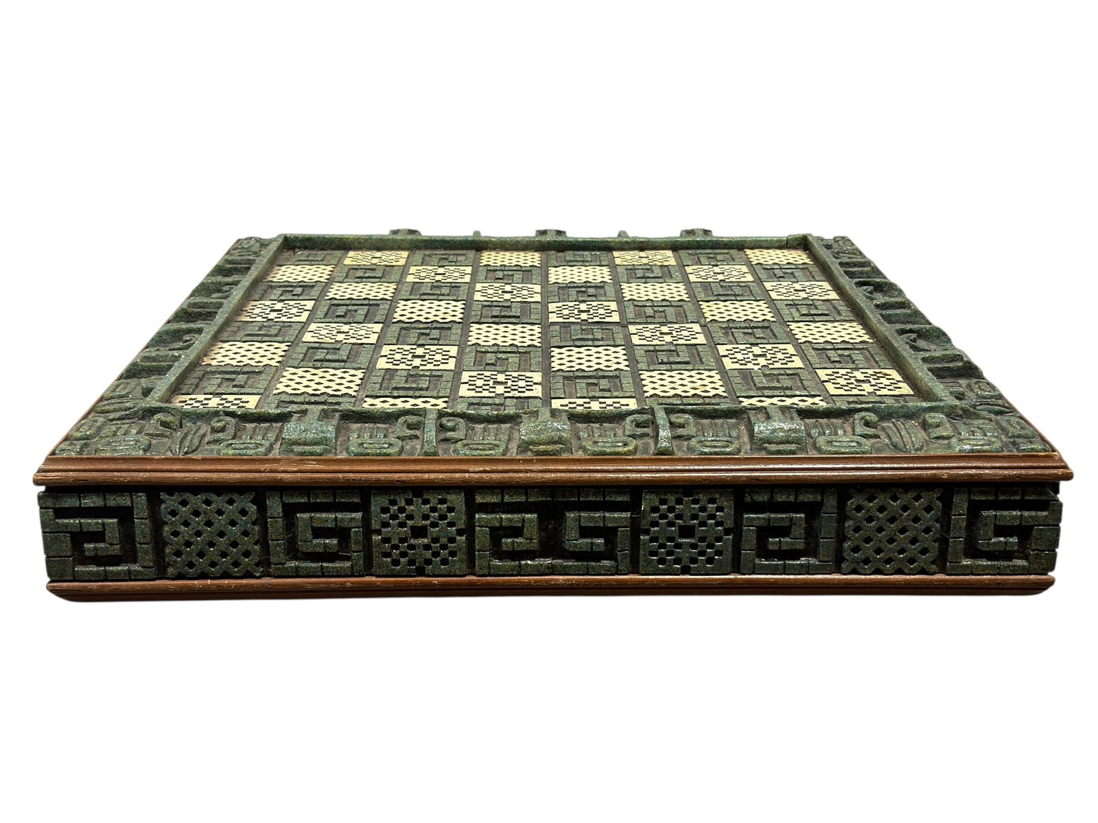 Vintage Aztec Mayan Style Faux-Greenstone Chess Board (1 of 9)