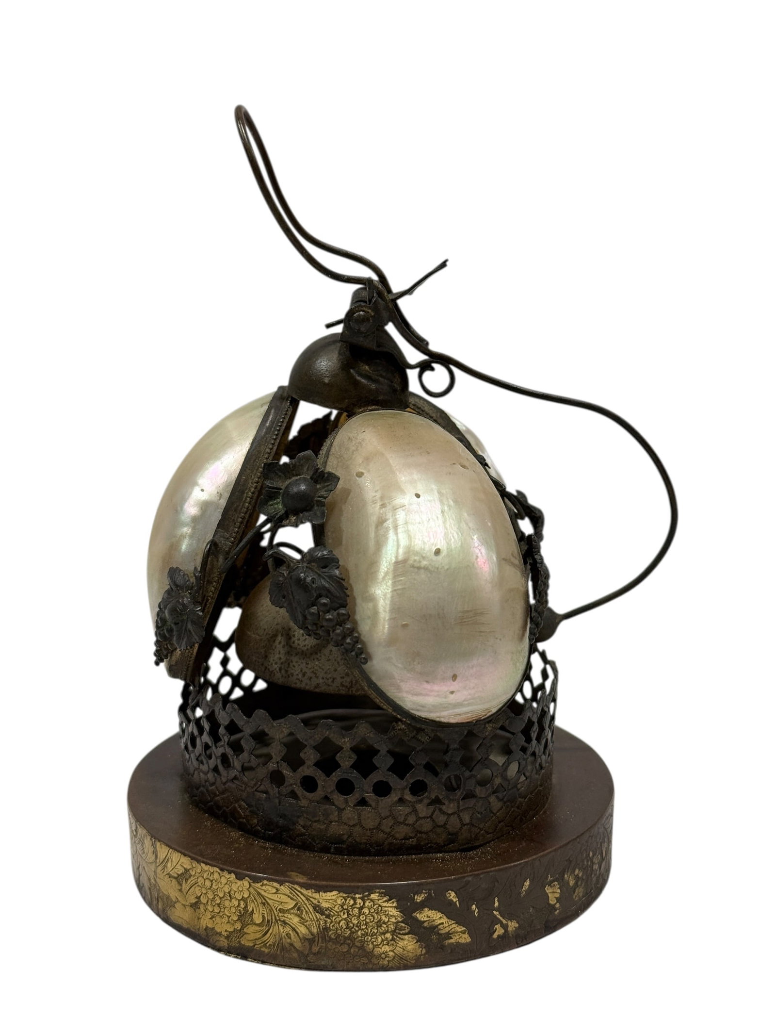 19th C. French Palais Royal Mother of Pearl Desk Call Bell: An exquisite 19th-century French Palais Royal (Napoleon III) mechanical hotel reception or servant desk call bell. This highly collectible Grand Tour era luxury object features a tripartite dome const