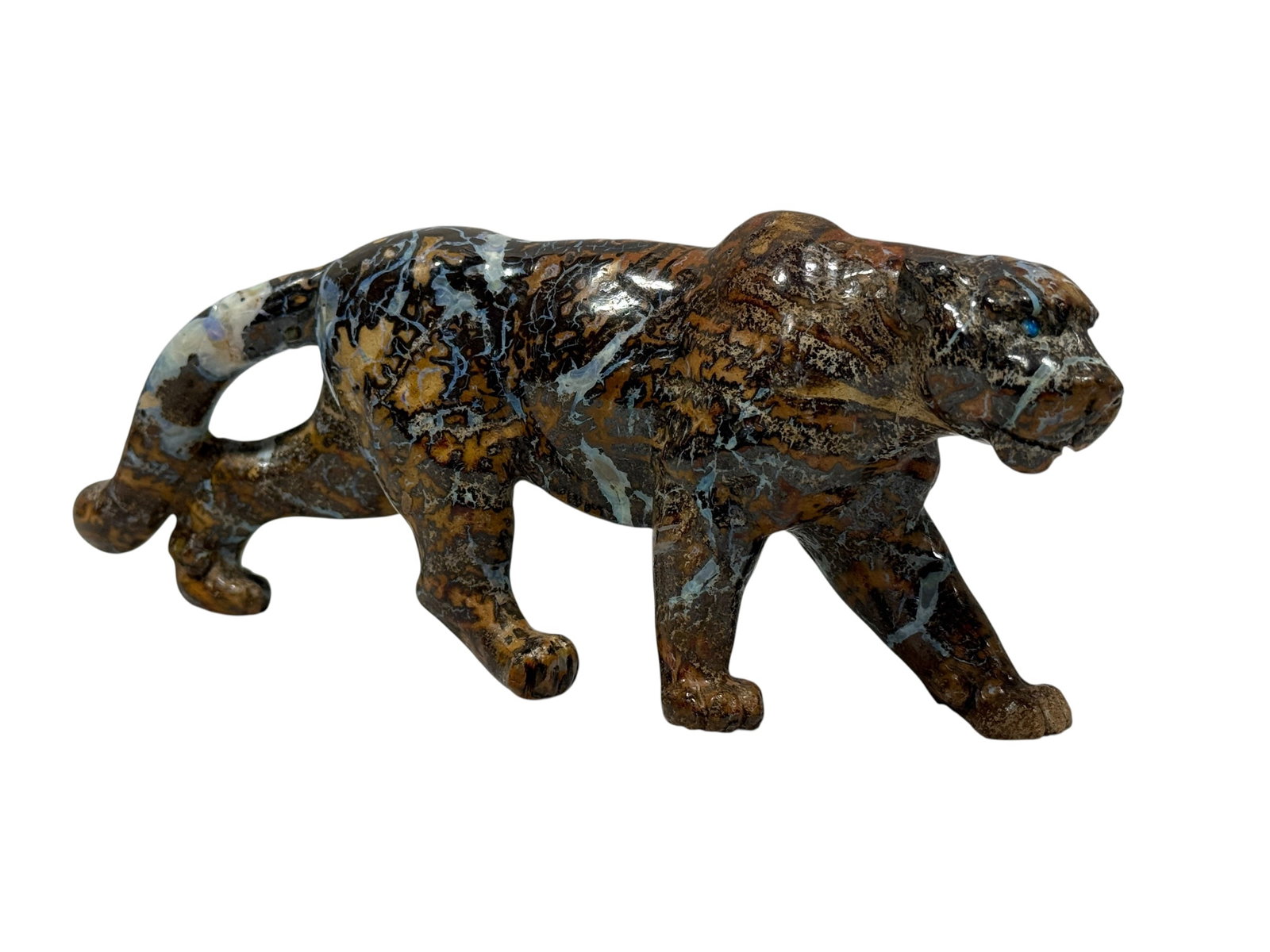 Fine Hand-Carved Early 20th Century Stone Panther w/ Stone Eyes (1 of 10)