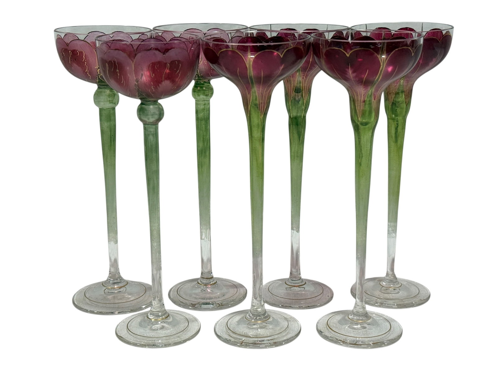 (7) Meyr’s Neffe Art Nouveau Floral Stemware for Moser (1 of 10)