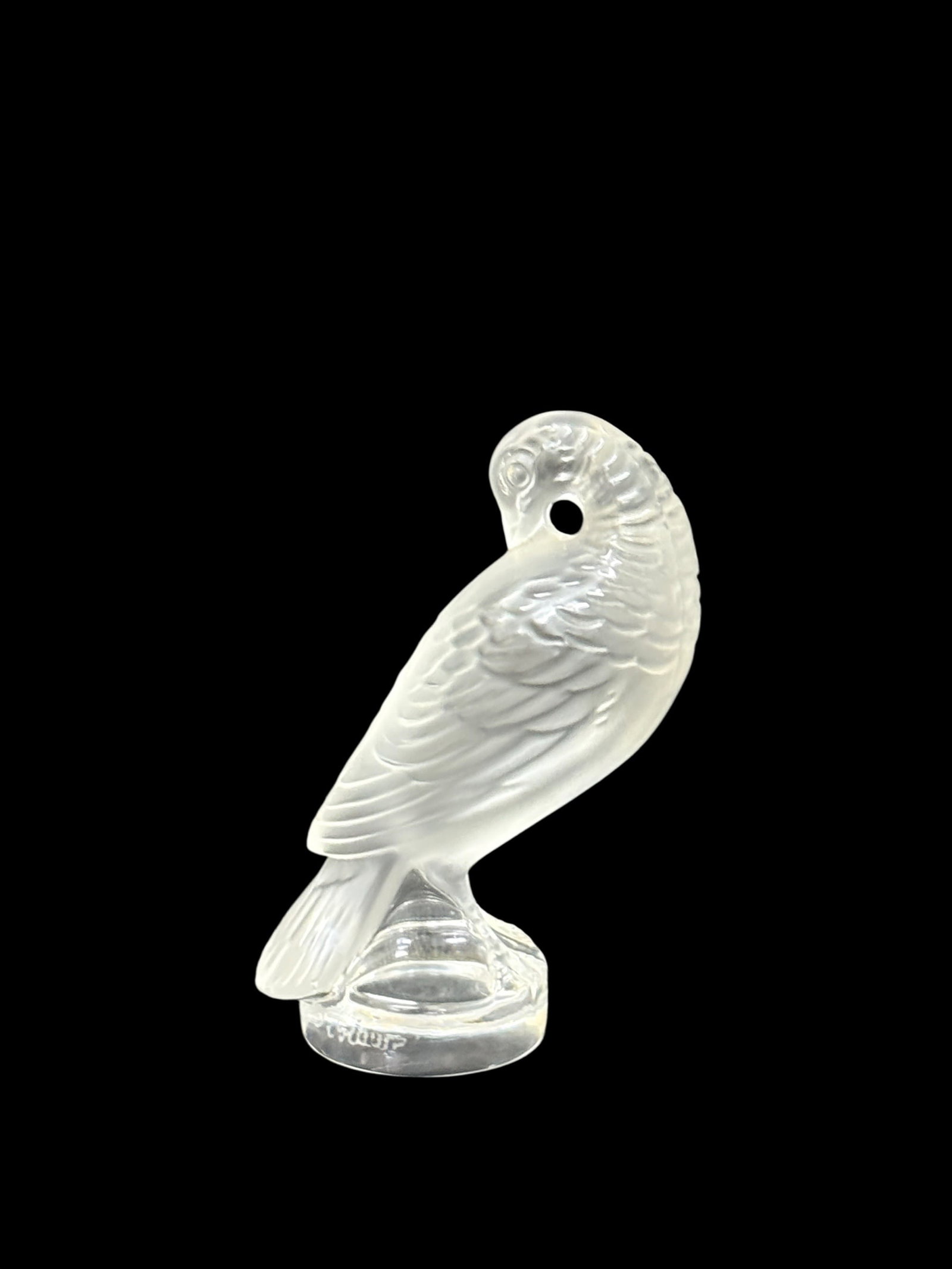 Signed Lalique Frosted Glass "Tourterelle" Preening Turtle Dove Figurine (1 of 6)