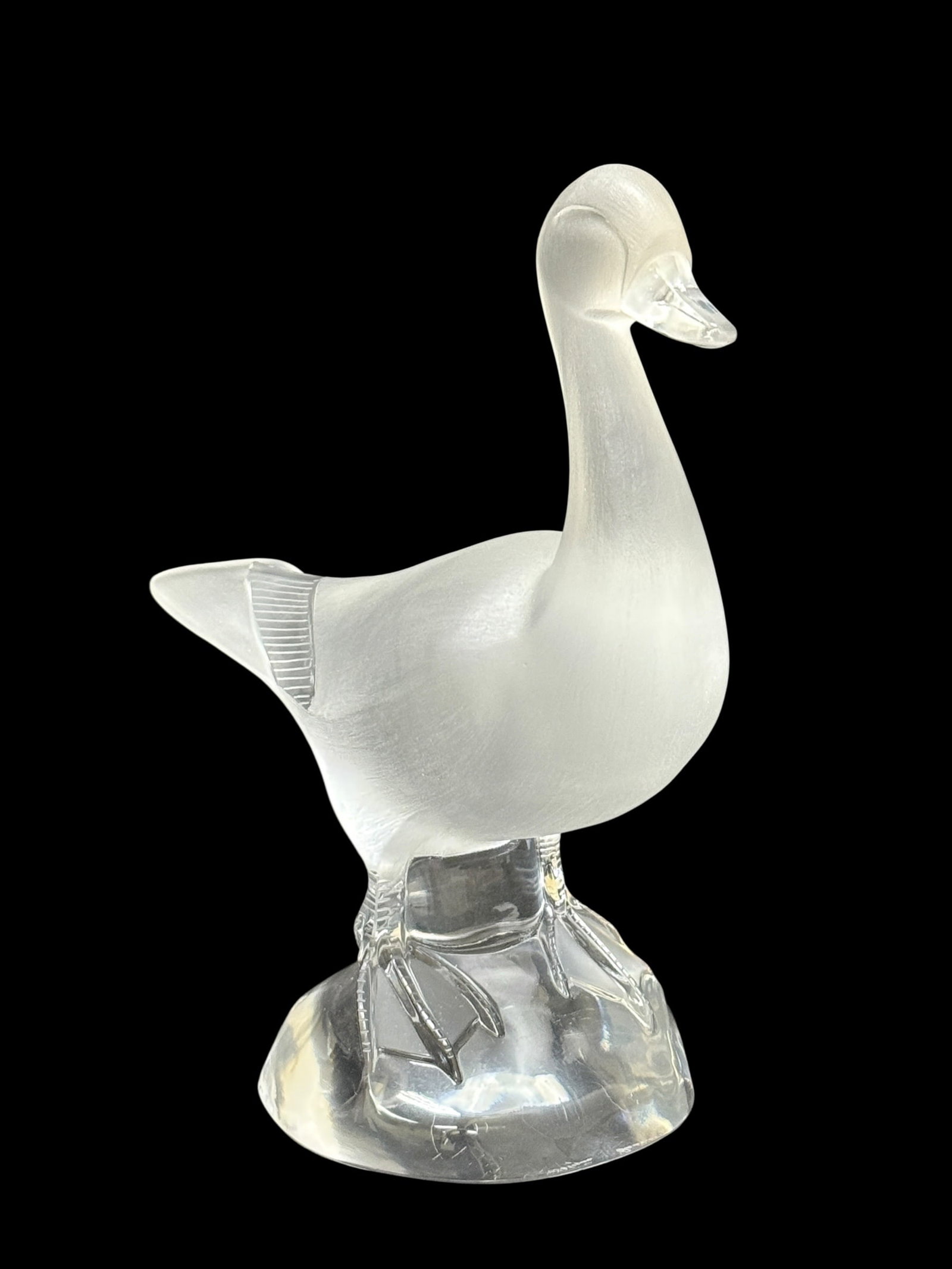 Large Signed Lalique Frosted Crystal Standing Duck Figurine (1 of 12)