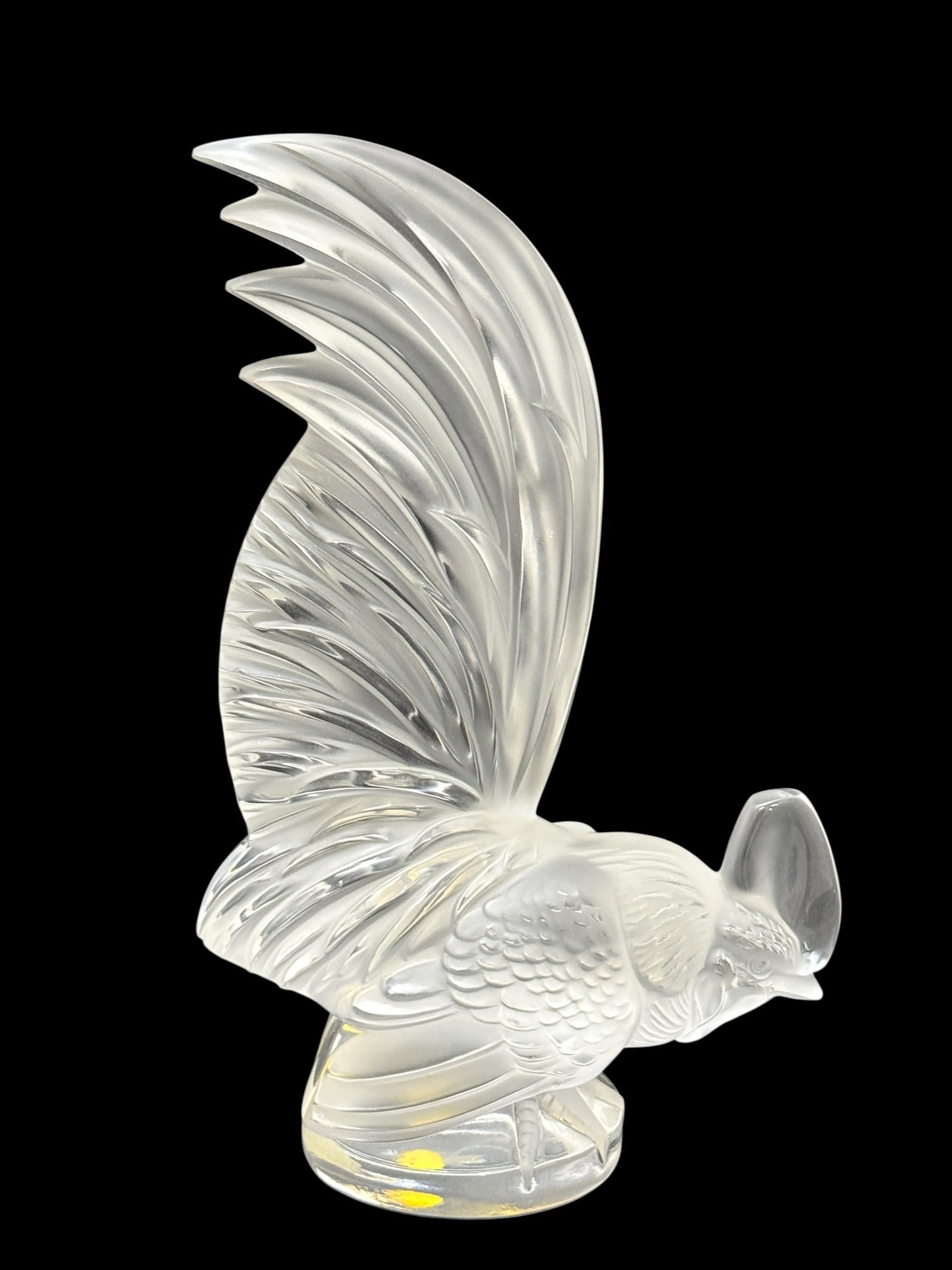 Signed Lalique Frosted Crystal "Coq Nain" Rooster Paperweight (1 of 13)