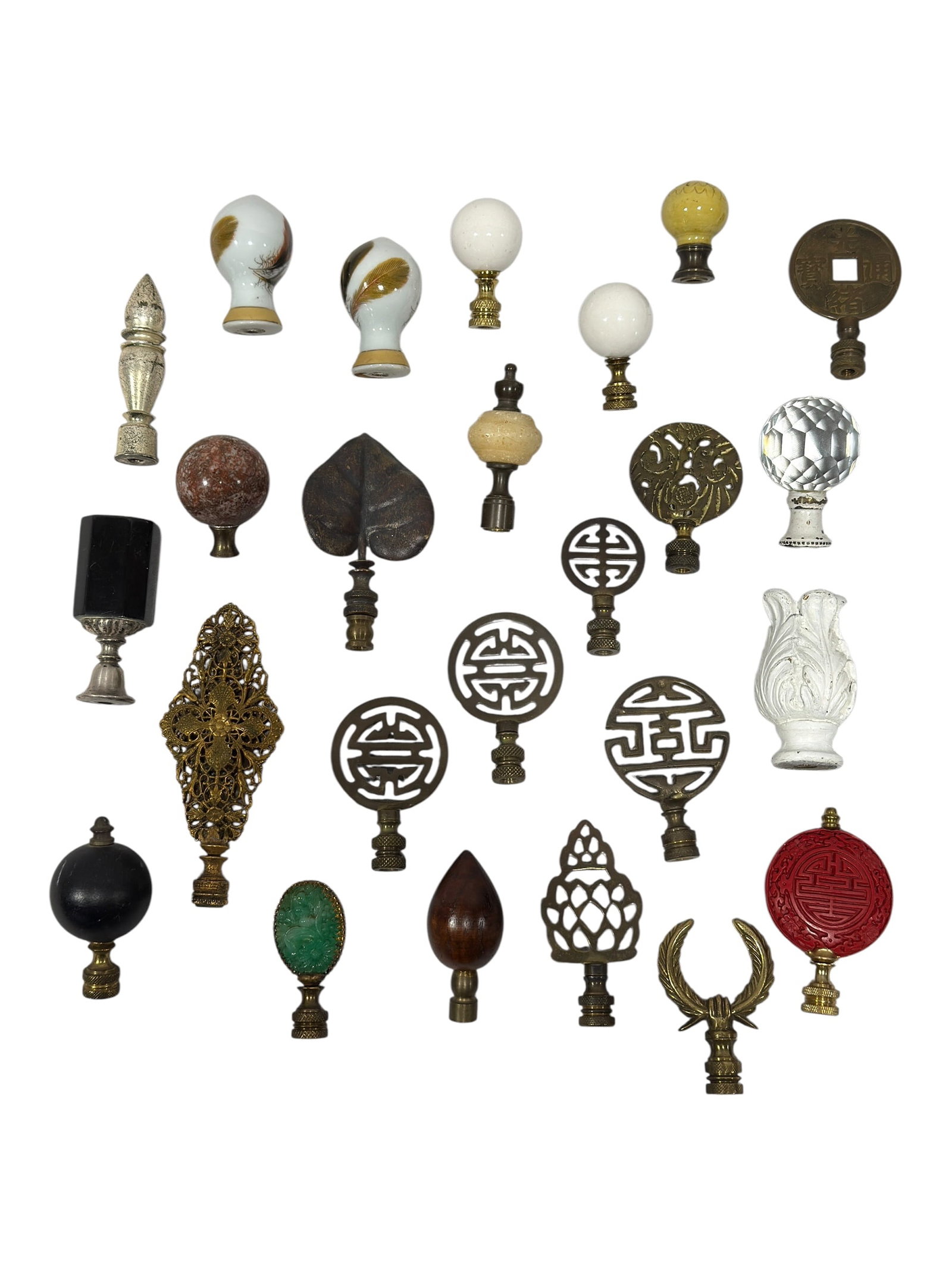 Collection of 24 Antique & Vintage Lamp Finials (1 of 6)