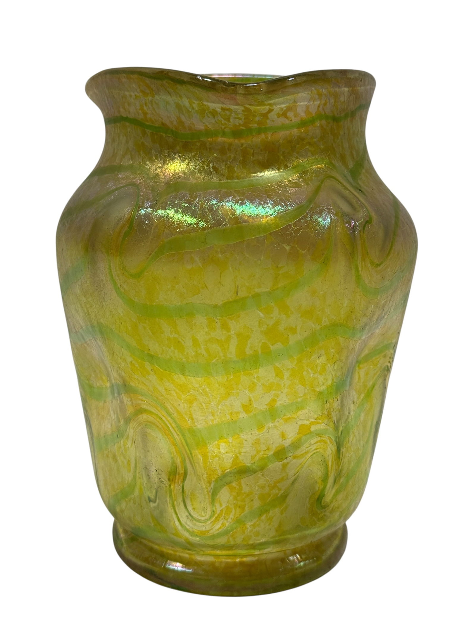 Art Nouveau Fritz Heckert "Changeant" Iridescent Pinched Vase, Otto Thamm, Circa 1900 (1 of 10)