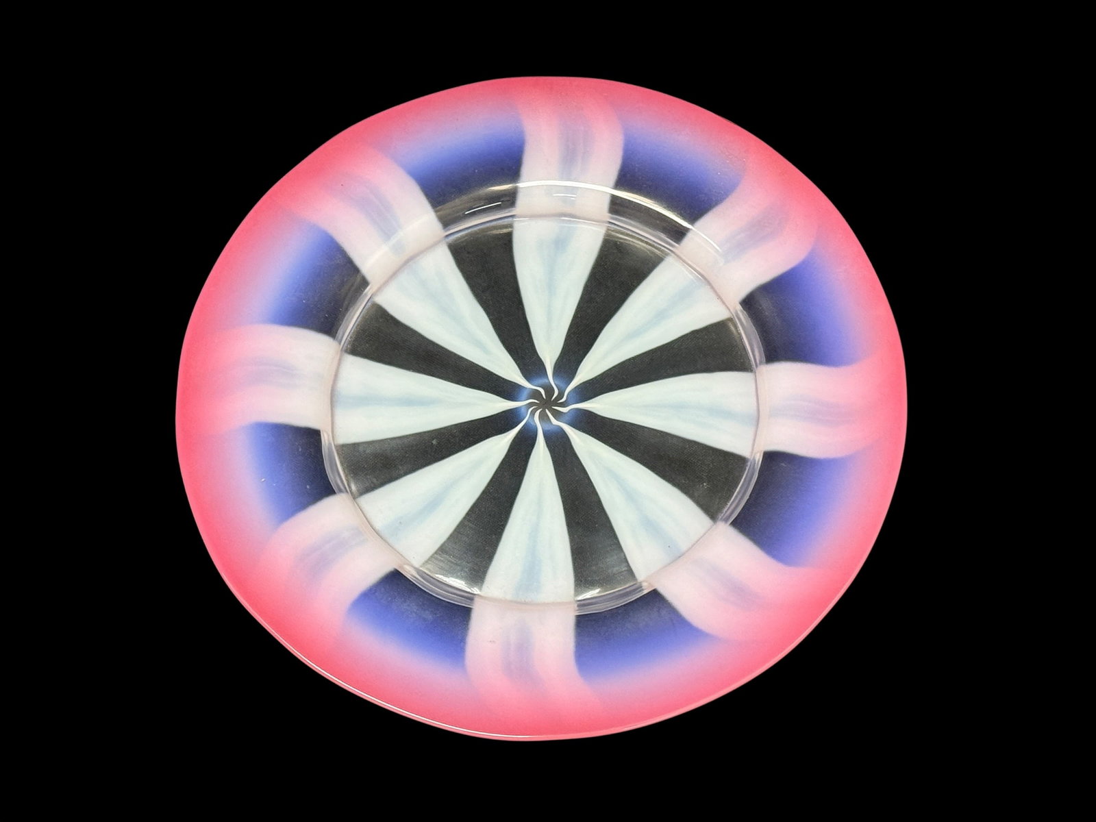 Louis Comfort Tiffany Favrile Pastel Glass Plate: This is an exceptional example of a blown art glass pastel plate from Tiffany Studios, showcasing Louis Comfort Tiffany's late-period mastery of soft, translucent color palettes. Moving away from the 