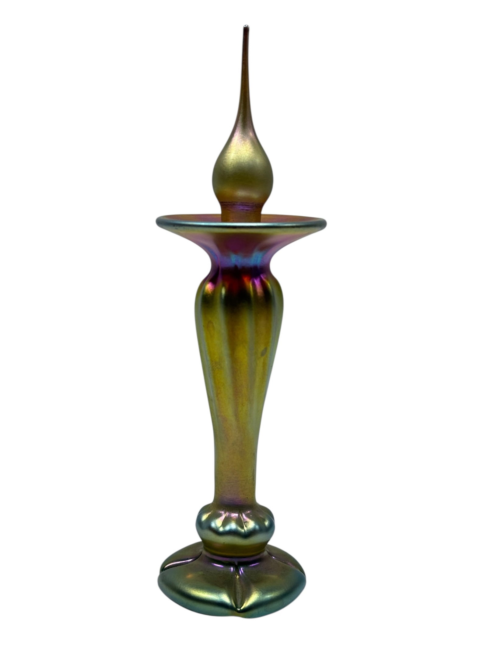 Signed Zephyr Studios Gold Aurene Uranium Glass Perfume Bottle (1 of 7)