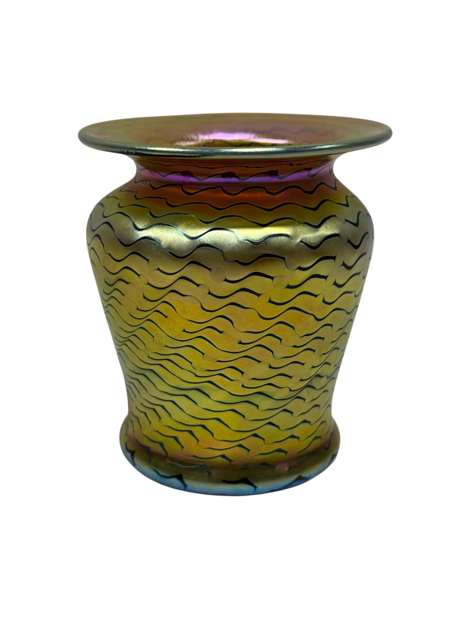 Zephyr Glassworks Gold Aurene Iridescent Uranium Glass Vase (1 of 11)