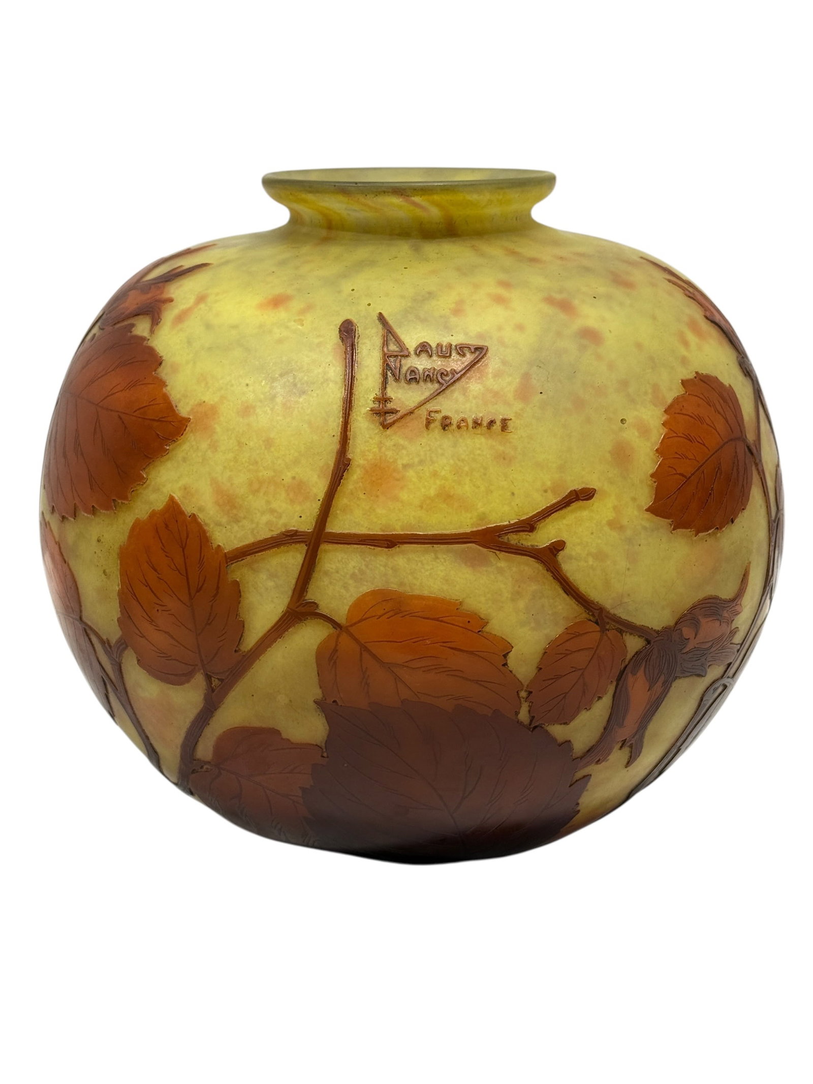 Signed Daum Nancy French Cameo Glass Hazelnut Berlingot Vase (1 of 11)