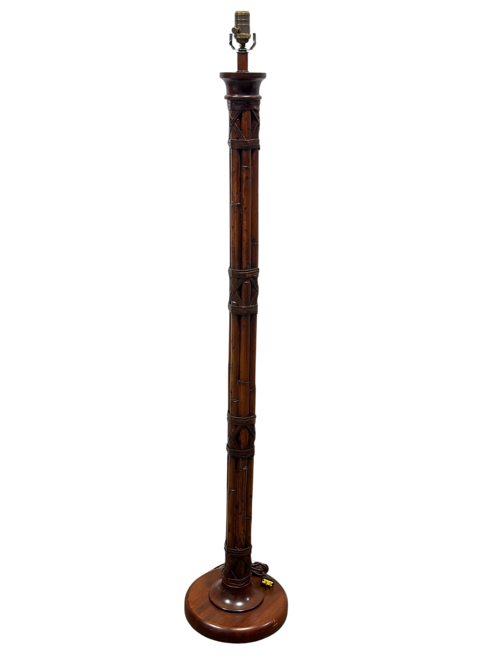 McGuire Style Faux Bamboo and Rattan Floor Lamp (1 of 8)